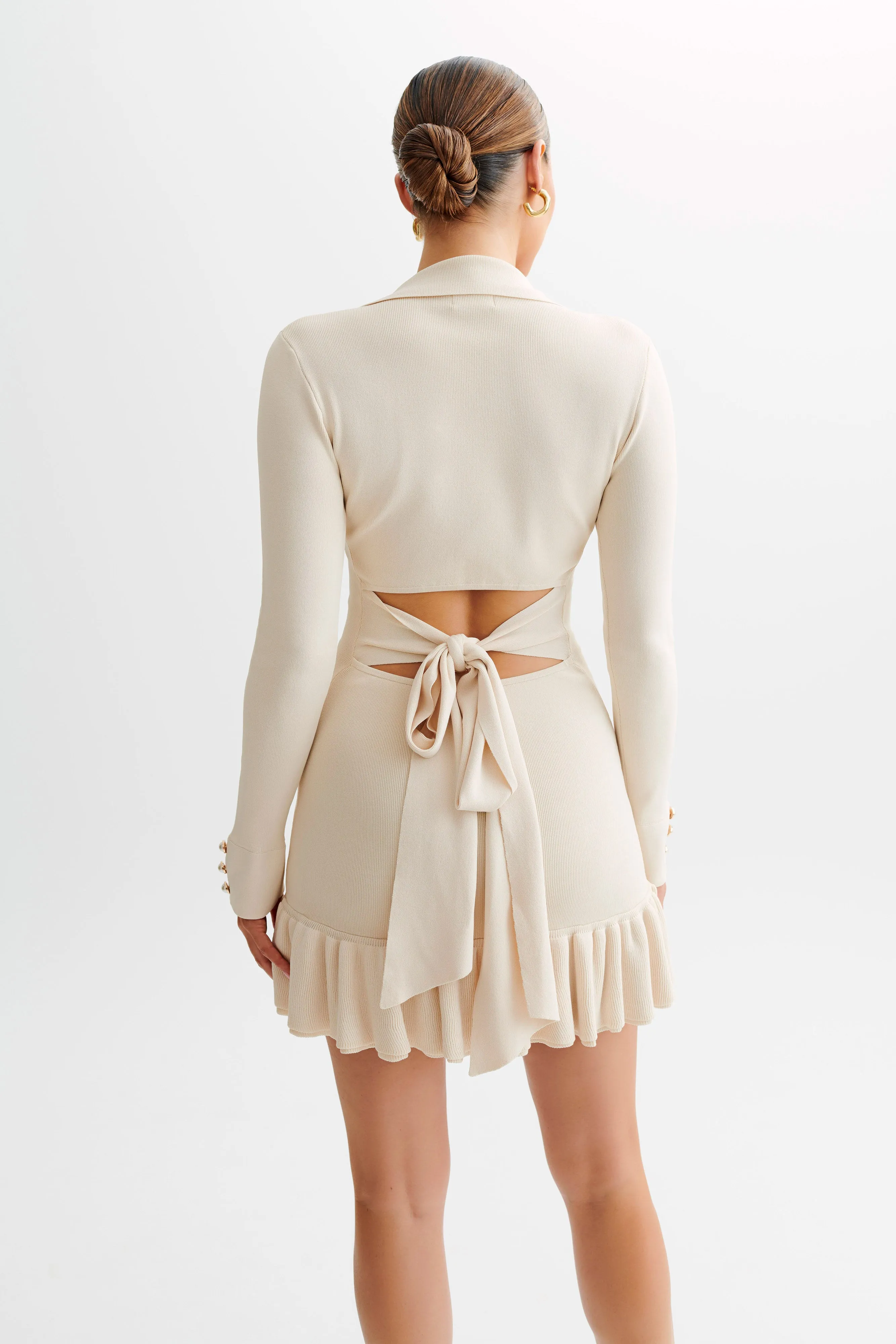 Pareesa Contrast Frill Mini Dress - Cream sold by Meshki product image thumbnail 2