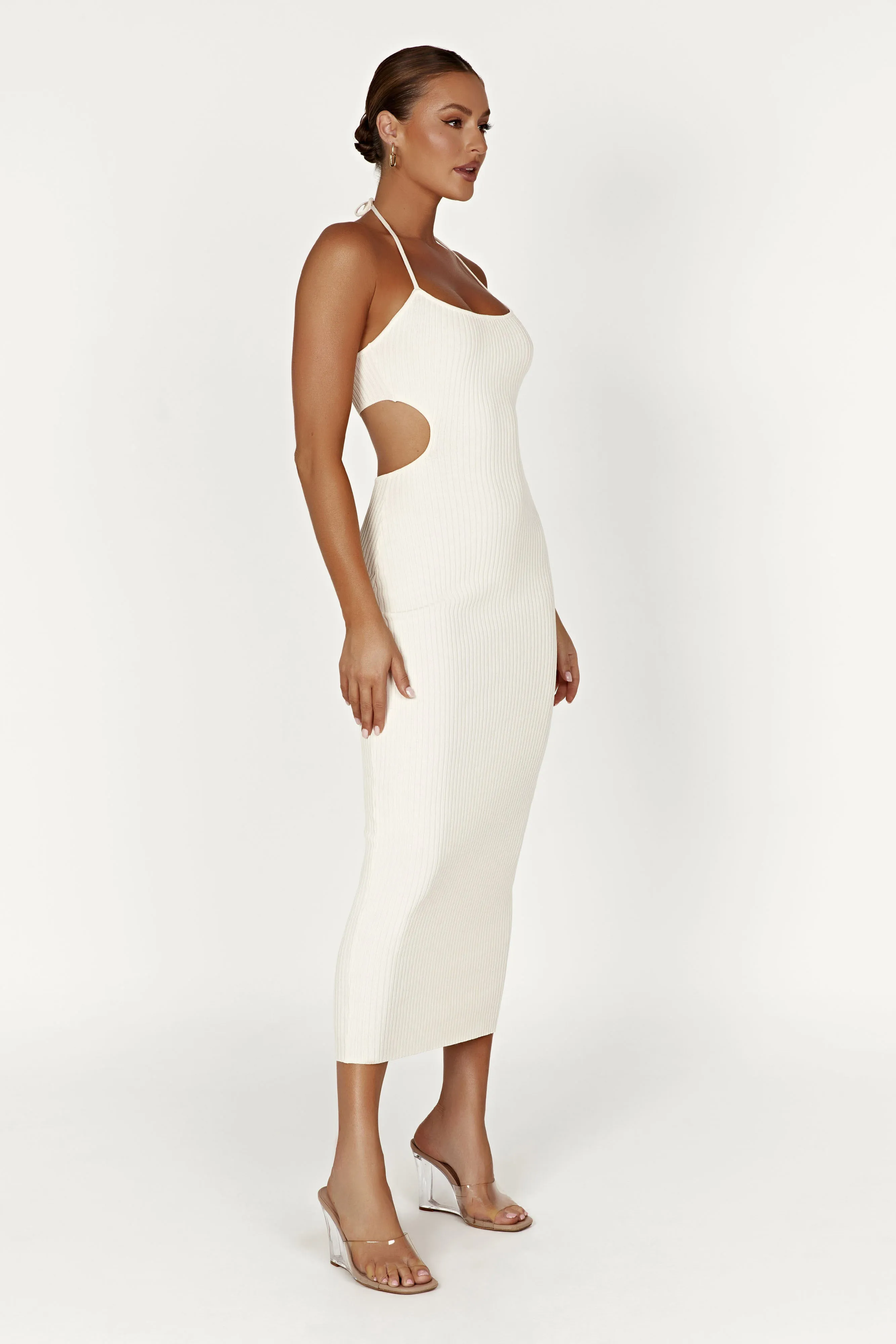 MOUSSY【M_ SLEEVELESS KNIT DRESS】 BQDCQB Womens Knit Maxi Dress Sleeveless Bodycon Ribbed Long