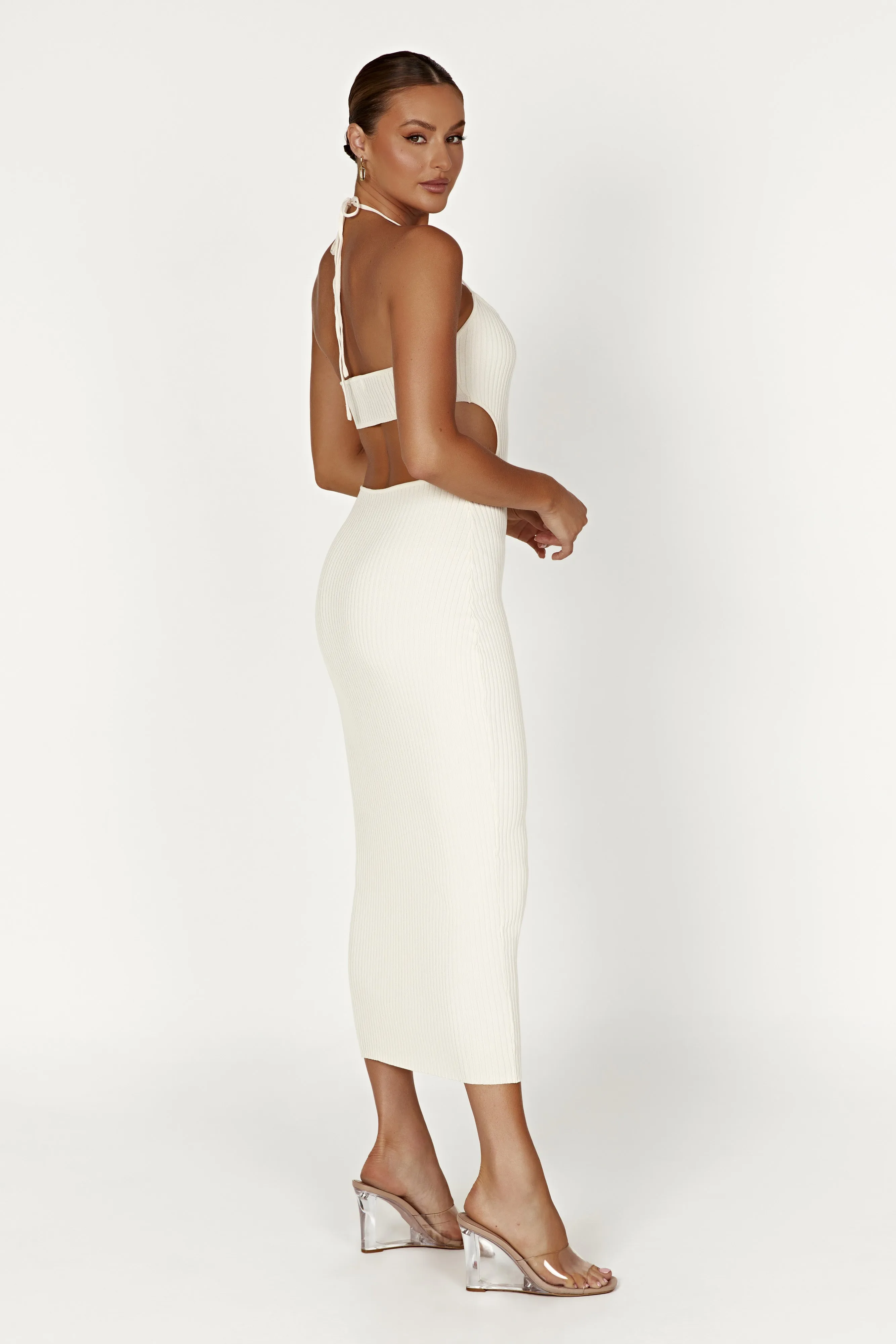 Morgan Halter Knit Midi Dress - Cream sold by Meshki product image thumbnail 2