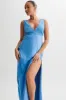 Ricci Satin And Lace Maxi Dress - Iris Blue sold by Meshki