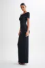 Cassandra Off Shoulder Slinky Maxi Dress - Black sold by Meshki