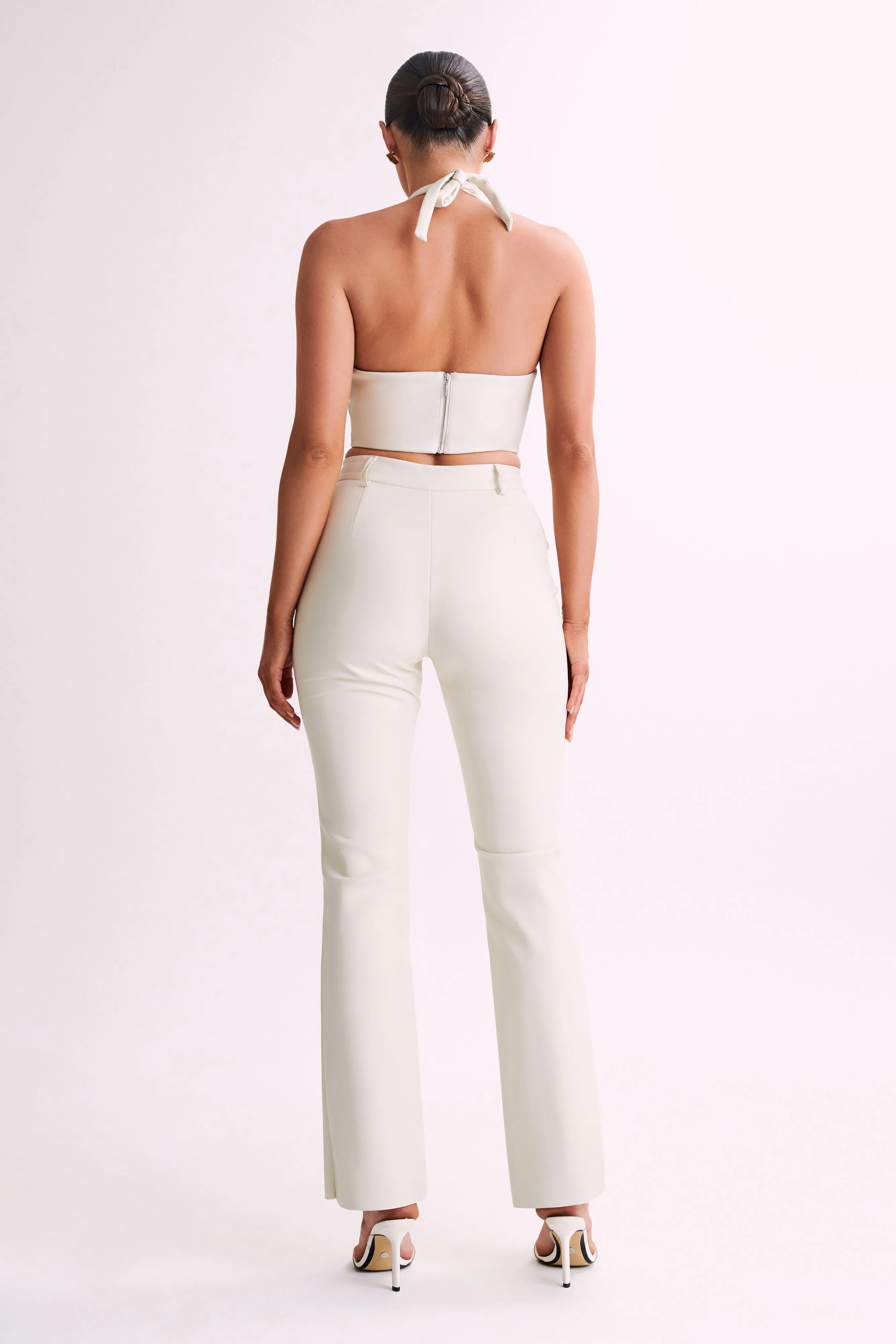 Tyra Straight Leg Faux Leather Pants - Ivory sold by Meshki product image thumbnail 5