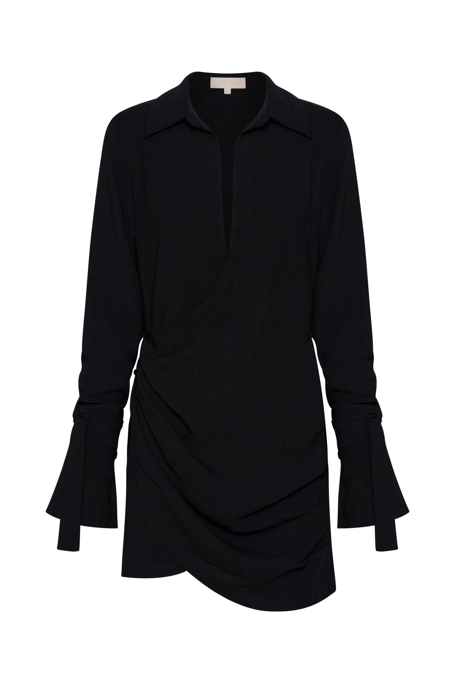 Emilee Wrap Mini Shirt Dress - Black sold by Meshki product image thumbnail 11
