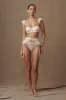 Isadora Lace Crossover Suspenders - White sold by Meshki