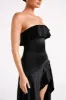 Sulianna Strapless Ruffle Midi Dress - Black sold by Meshki