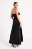 Sulianna Strapless Ruffle Midi Dress - Black sold by Meshki