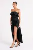 Sulianna Strapless Ruffle Midi Dress - Black sold by Meshki