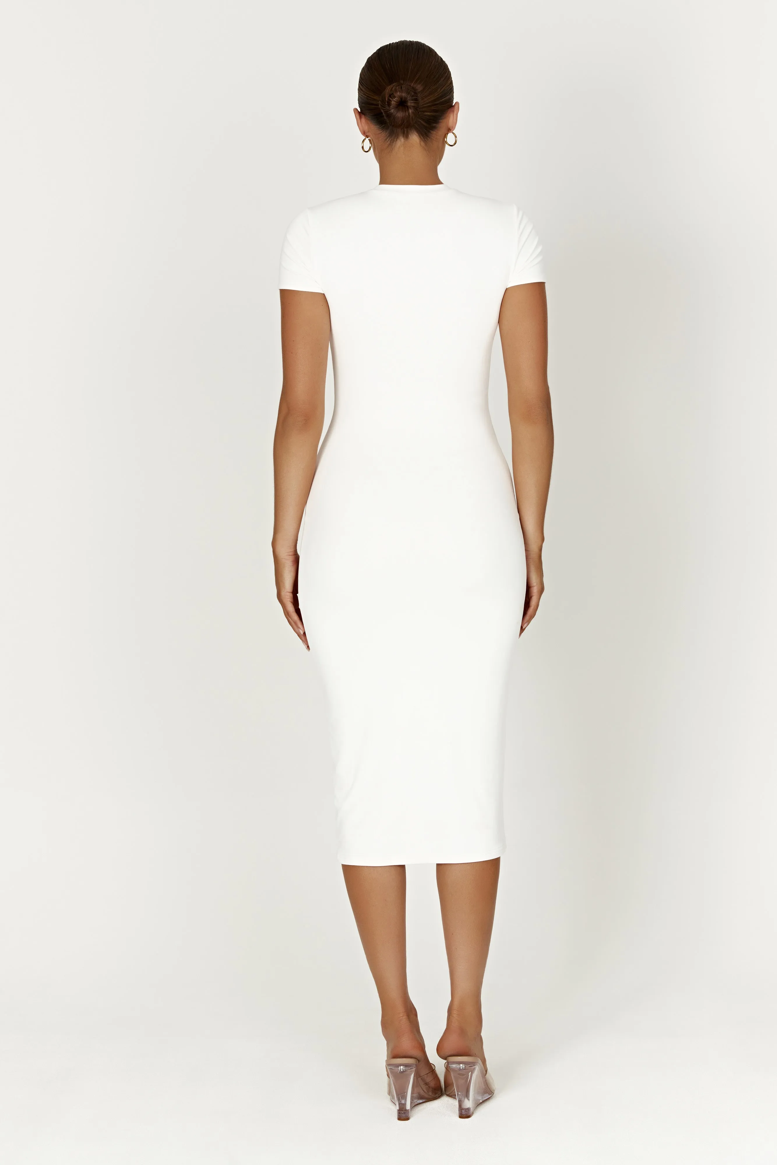 Penny Recycled Nylon Short Sleeve Midi Dress - White sold by Meshki product image thumbnail 2