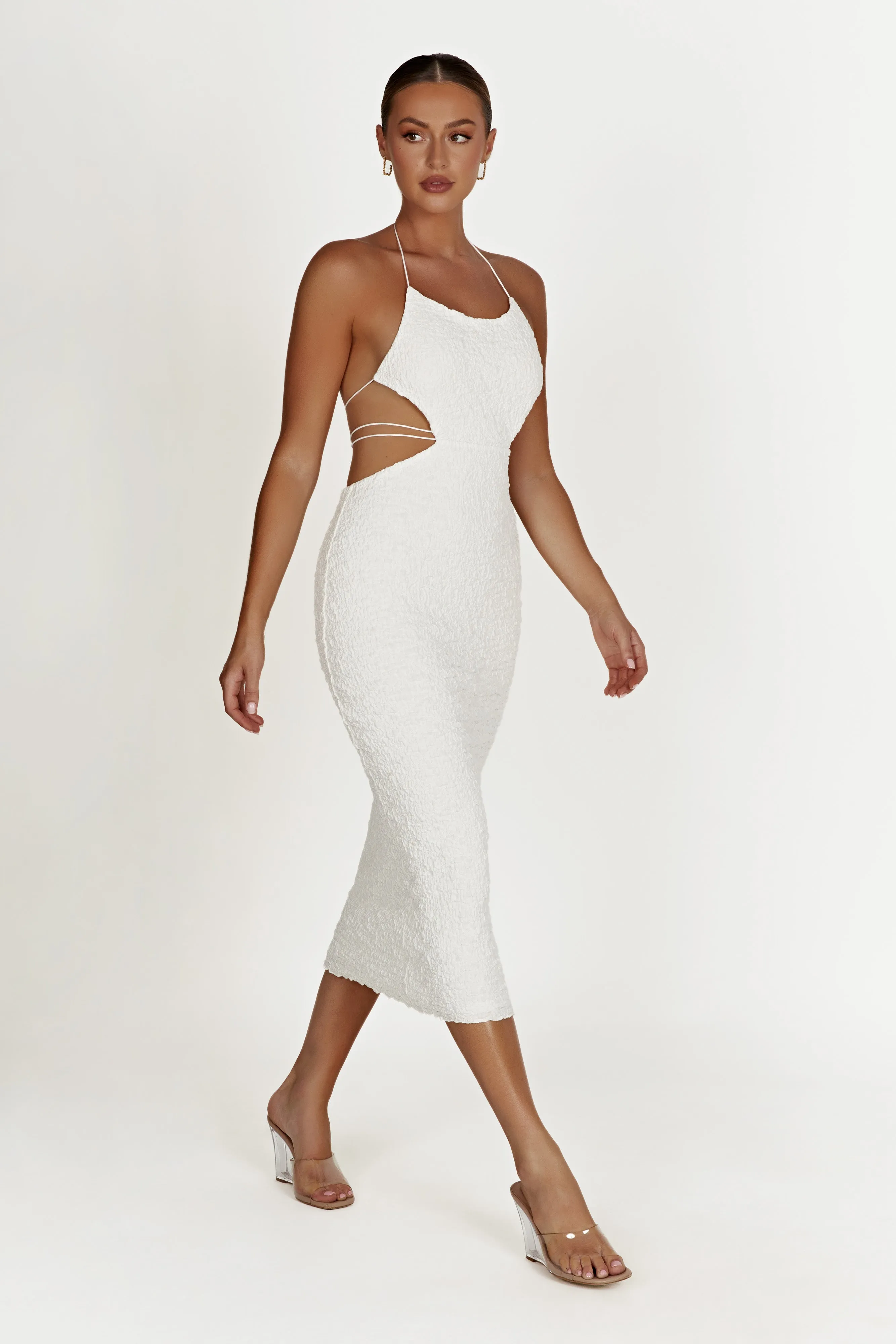 Sakura Textured Midi Dress - White sold by Meshki product image thumbnail 3