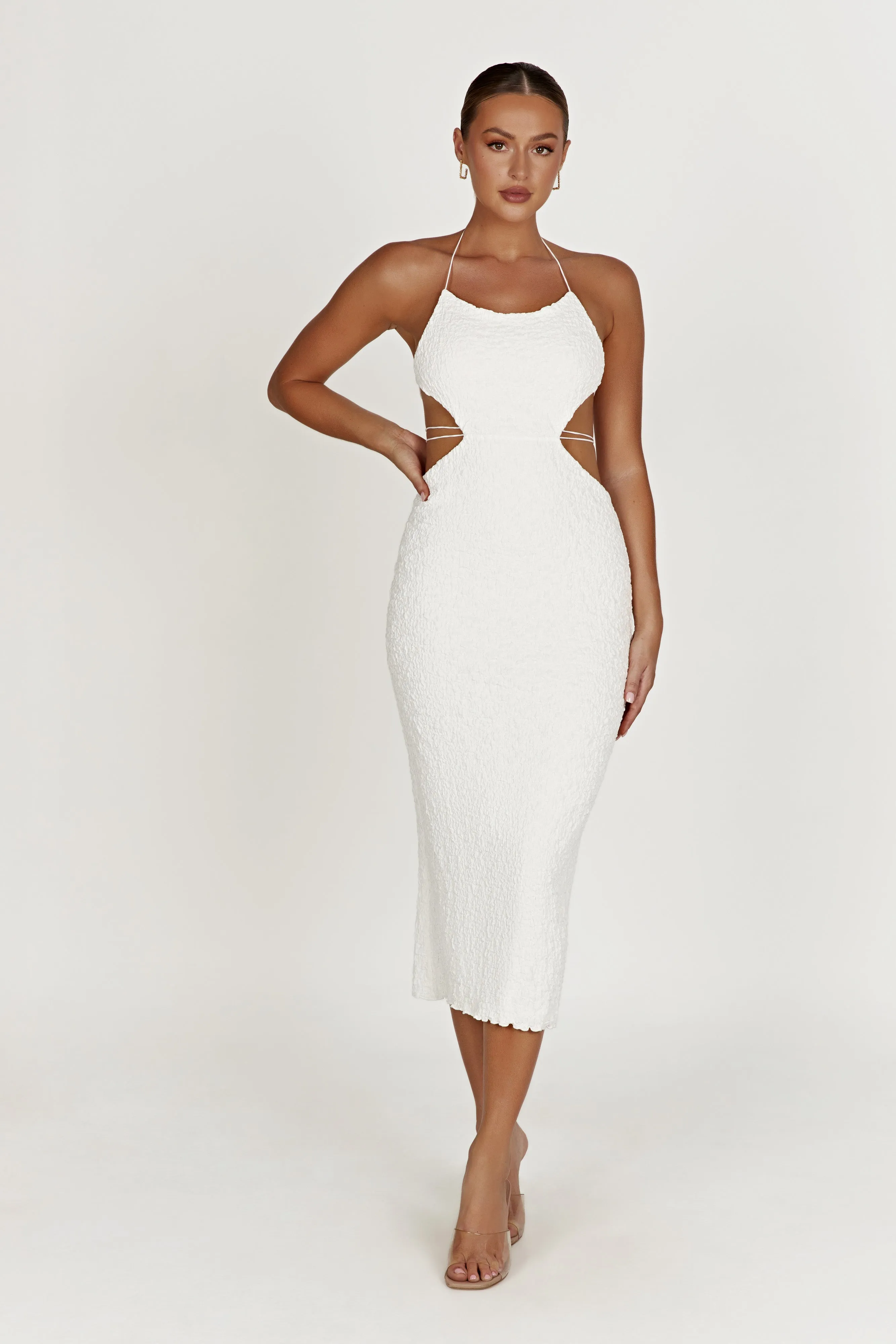 Sakura Textured Midi Dress - White sold by Meshki product image thumbnail 5