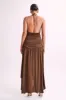 Serenity Ruched Slinky Maxi Dress - Chocolate sold by Meshki