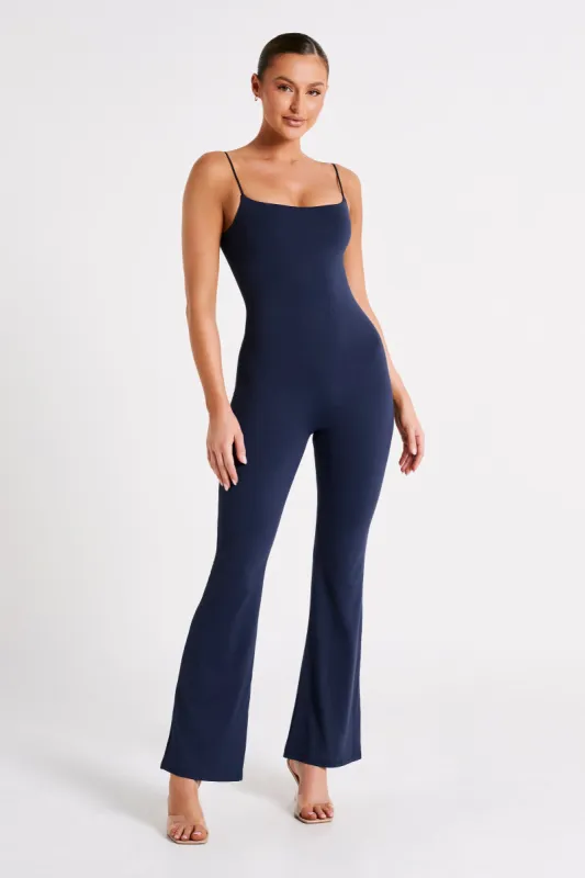 Adelaide Recycled Nylon Jumpsuit - Navy sold by Meshki