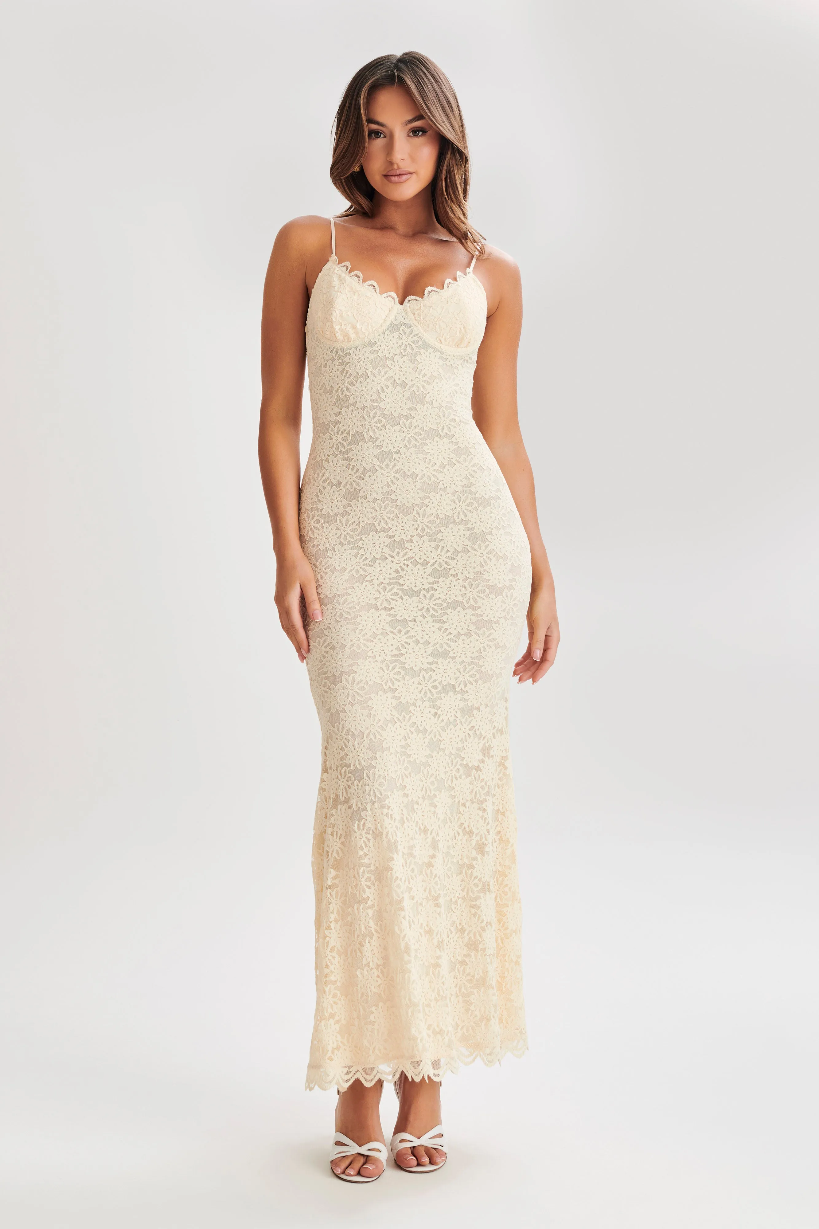 Joelle Lace Cupped Maxi Dress - Ivory sold by Meshki product image thumbnail 4