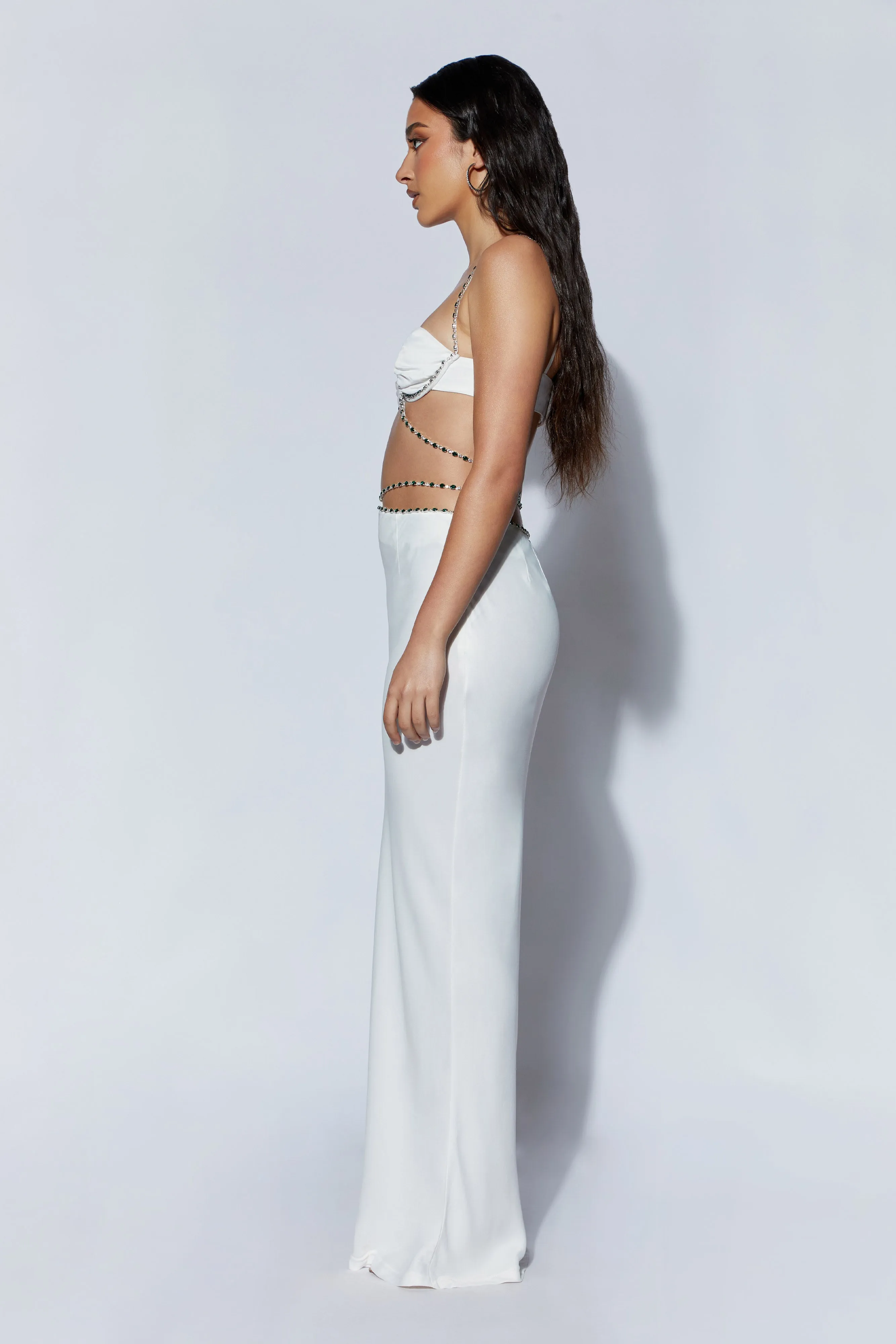 Havva Diamante Trim Maxi Skirt - White sold by Meshki product image thumbnail 5