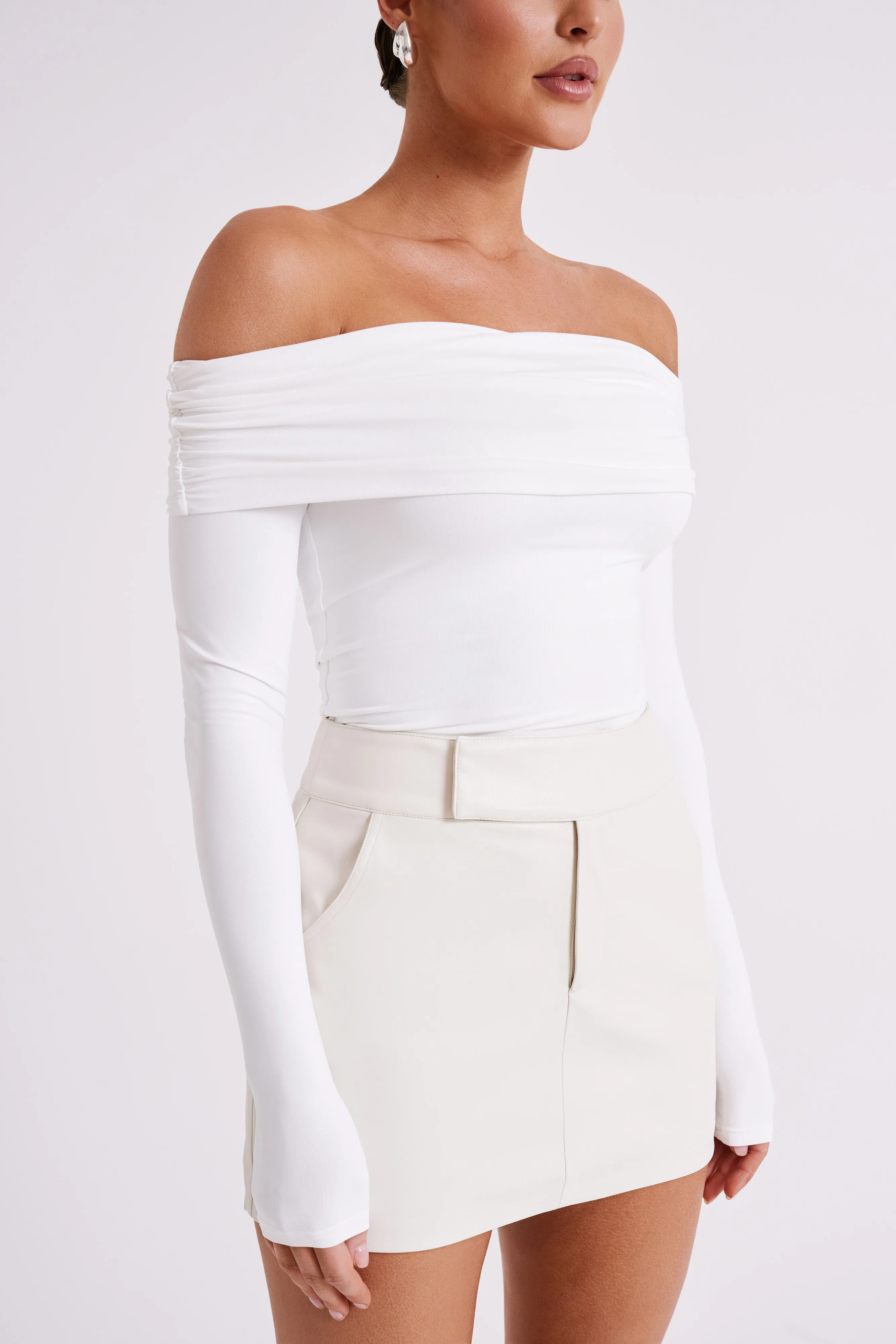 Lucinda Recycled Nylon Off Shoulder Top - White sold by Meshki product image thumbnail 3