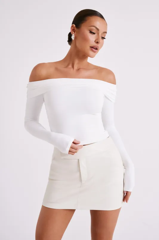 Lucinda Recycled Nylon Off Shoulder Top - White sold by Meshki