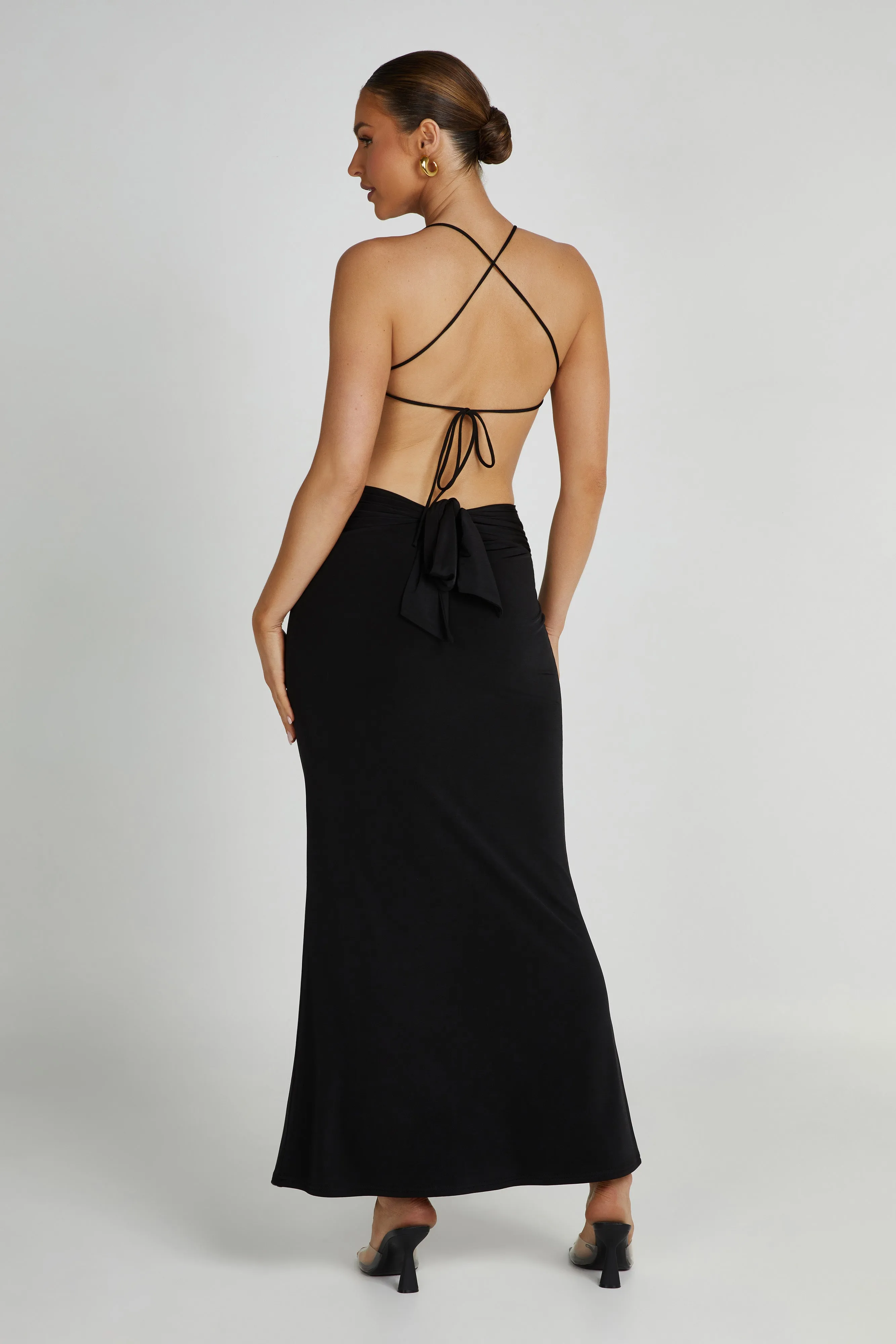 Indiana Slinky Maxi Dress - Black sold by Meshki product image thumbnail 2
