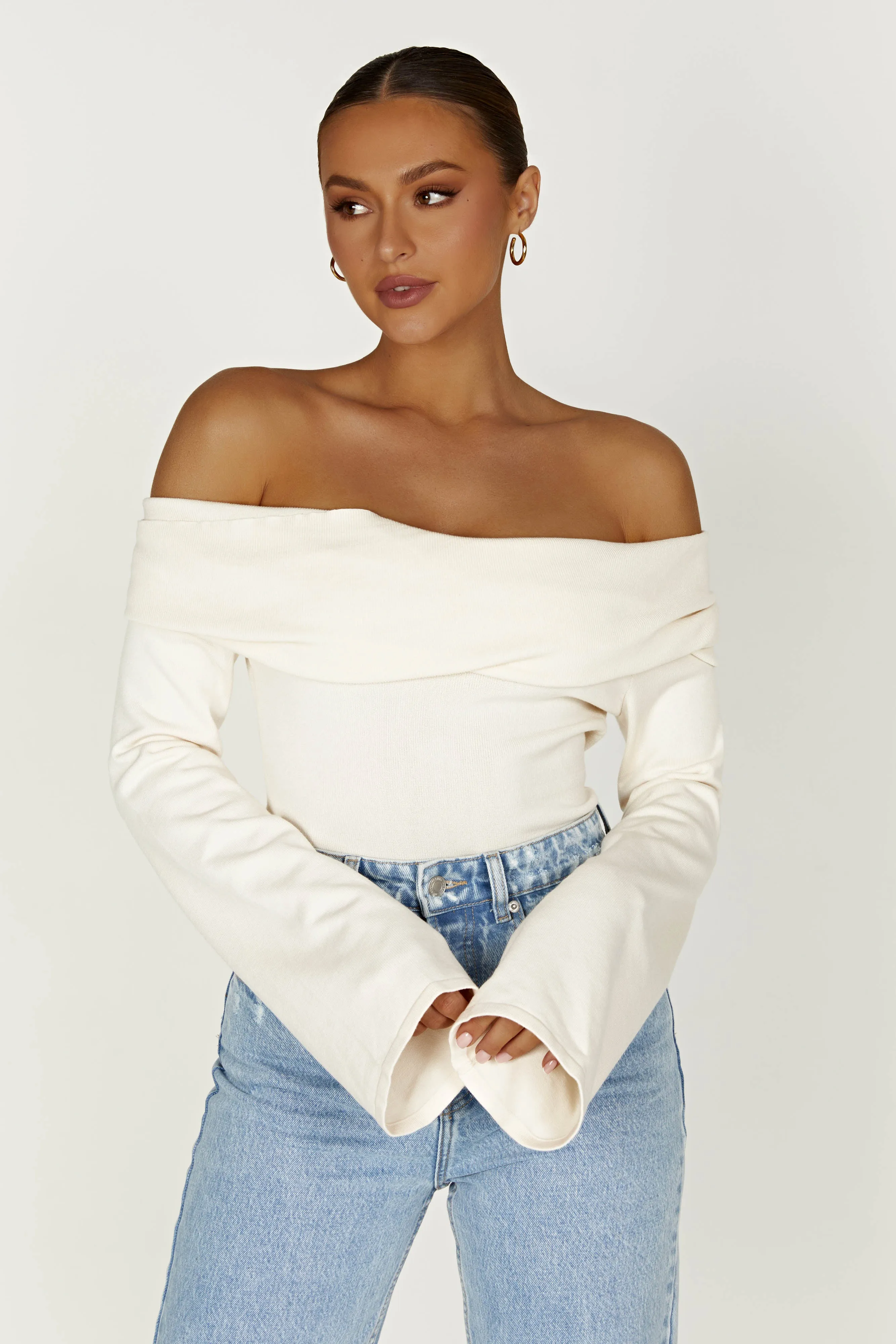Marlisa Off Shoulder Twist Top - Ivory sold by Meshki product image thumbnail 5