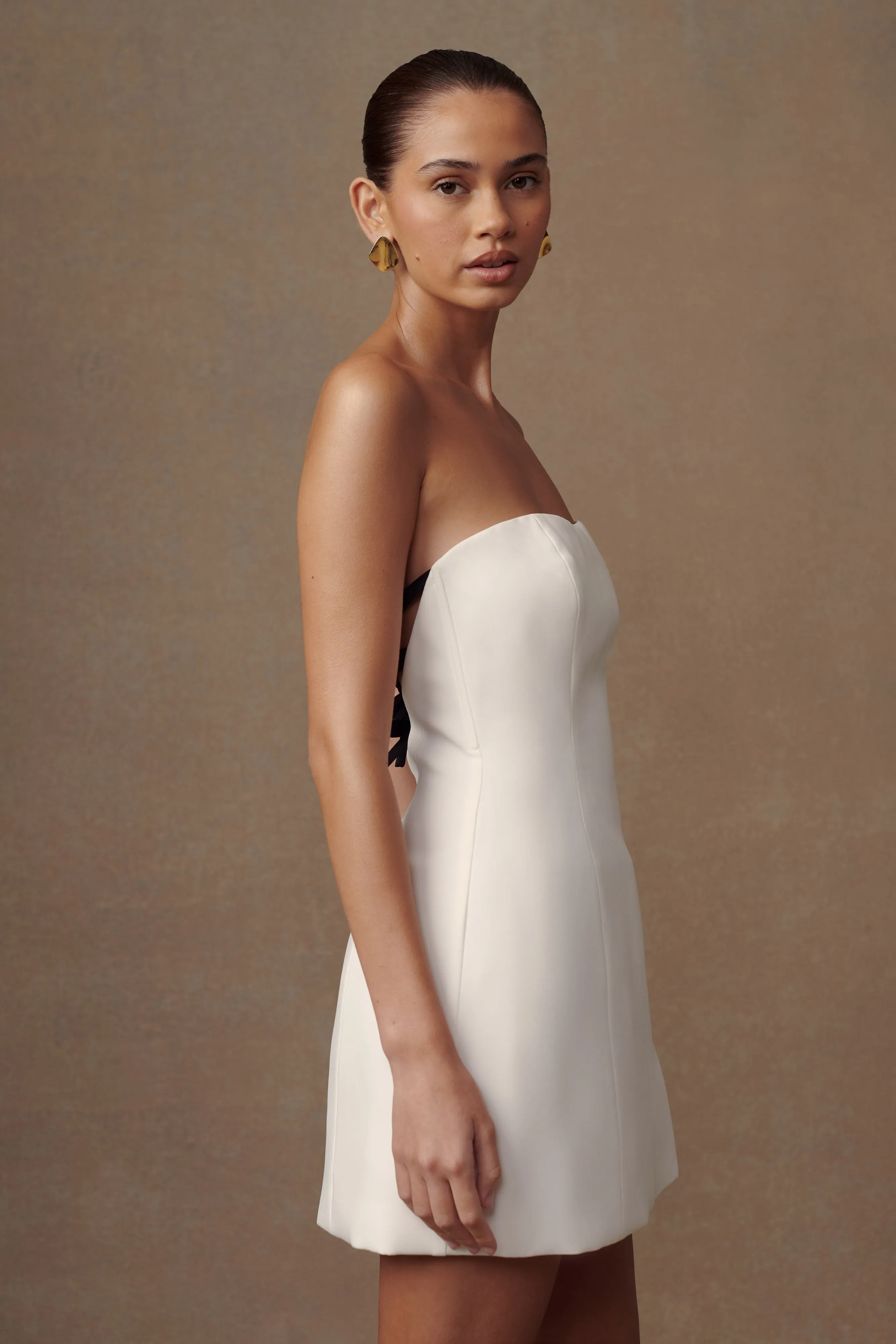 Neeka Strapless Bow Back Mini Dress - White sold by Meshki product image thumbnail 5