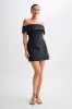 Helena Tweed Off Shoulder Mini Dress - Black sold by Meshki