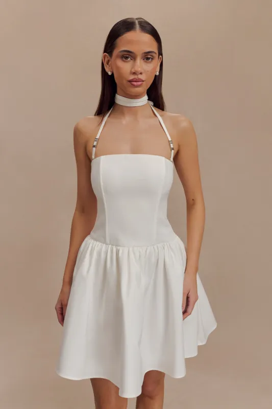 Ruby Halter Mini Dress - White sold by Meshki