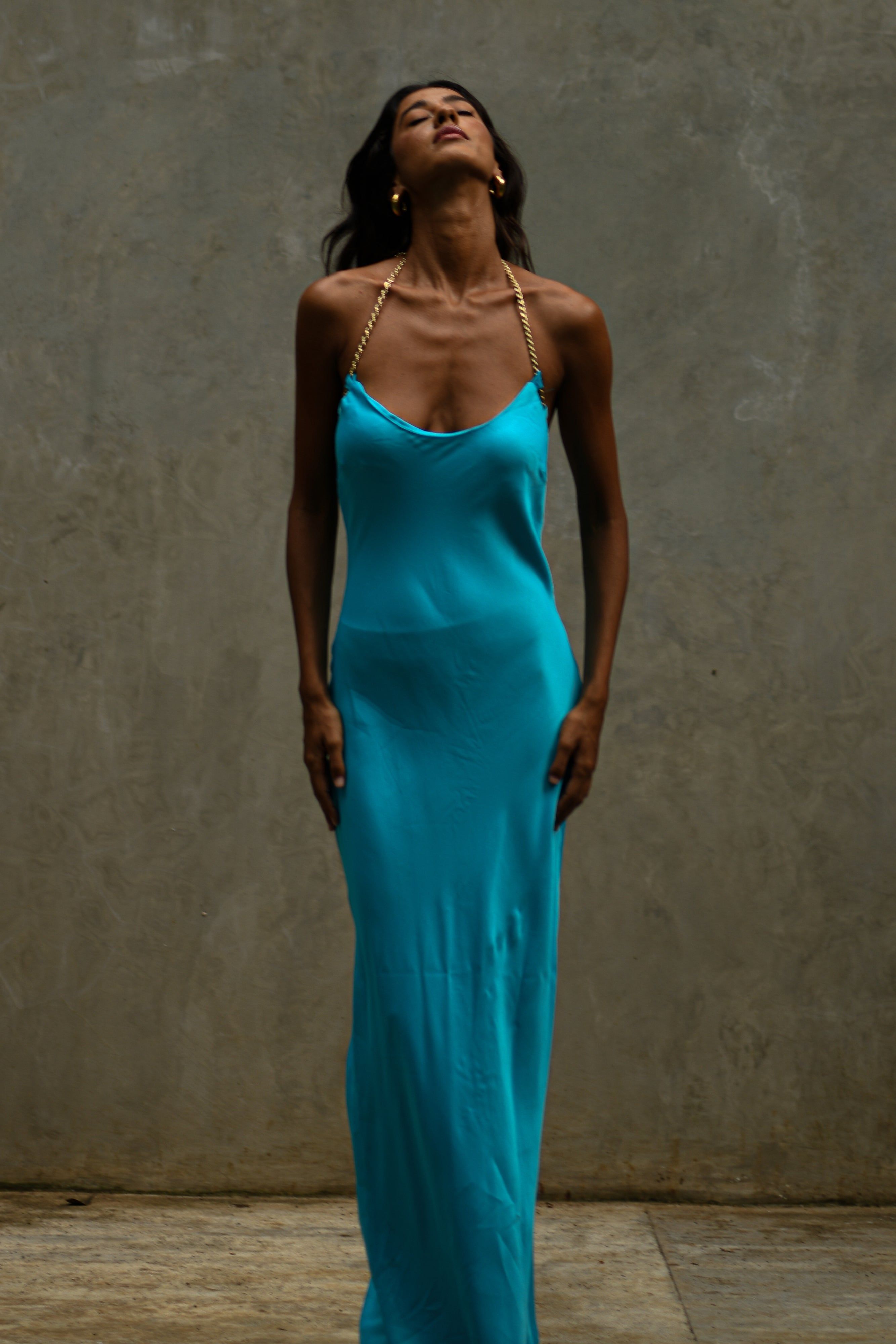 Sylvie Chain Maxi Dress - Aquamarine sold by Meshki product image thumbnail 2