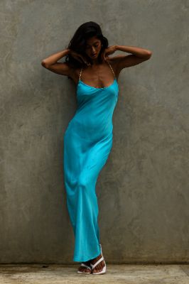 Sylvie Chain Maxi Dress - Aquamarine sold by Meshki