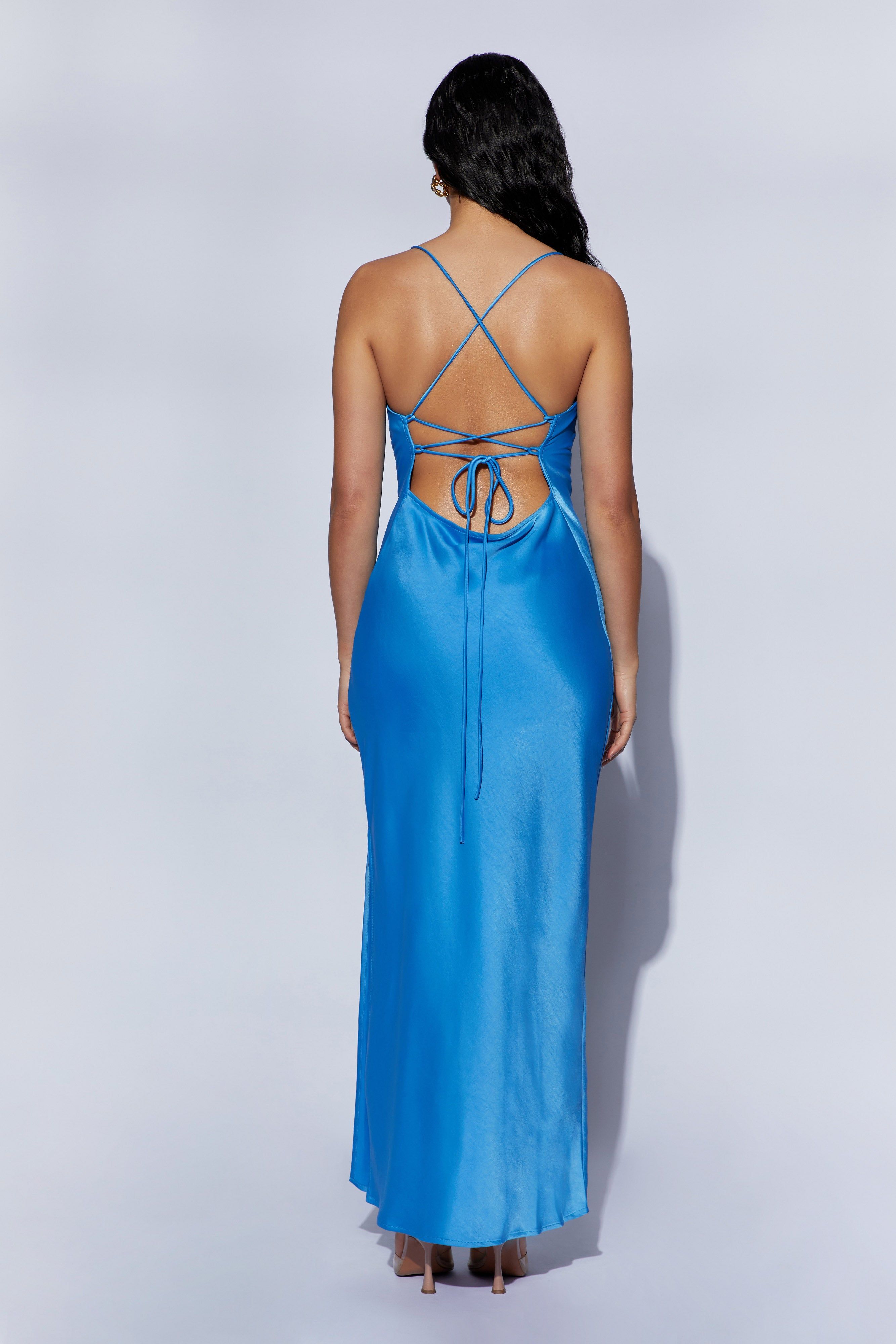 Sydney Straight Neck Slip Maxi Dress - Azure Blue sold by Meshki product image thumbnail 7