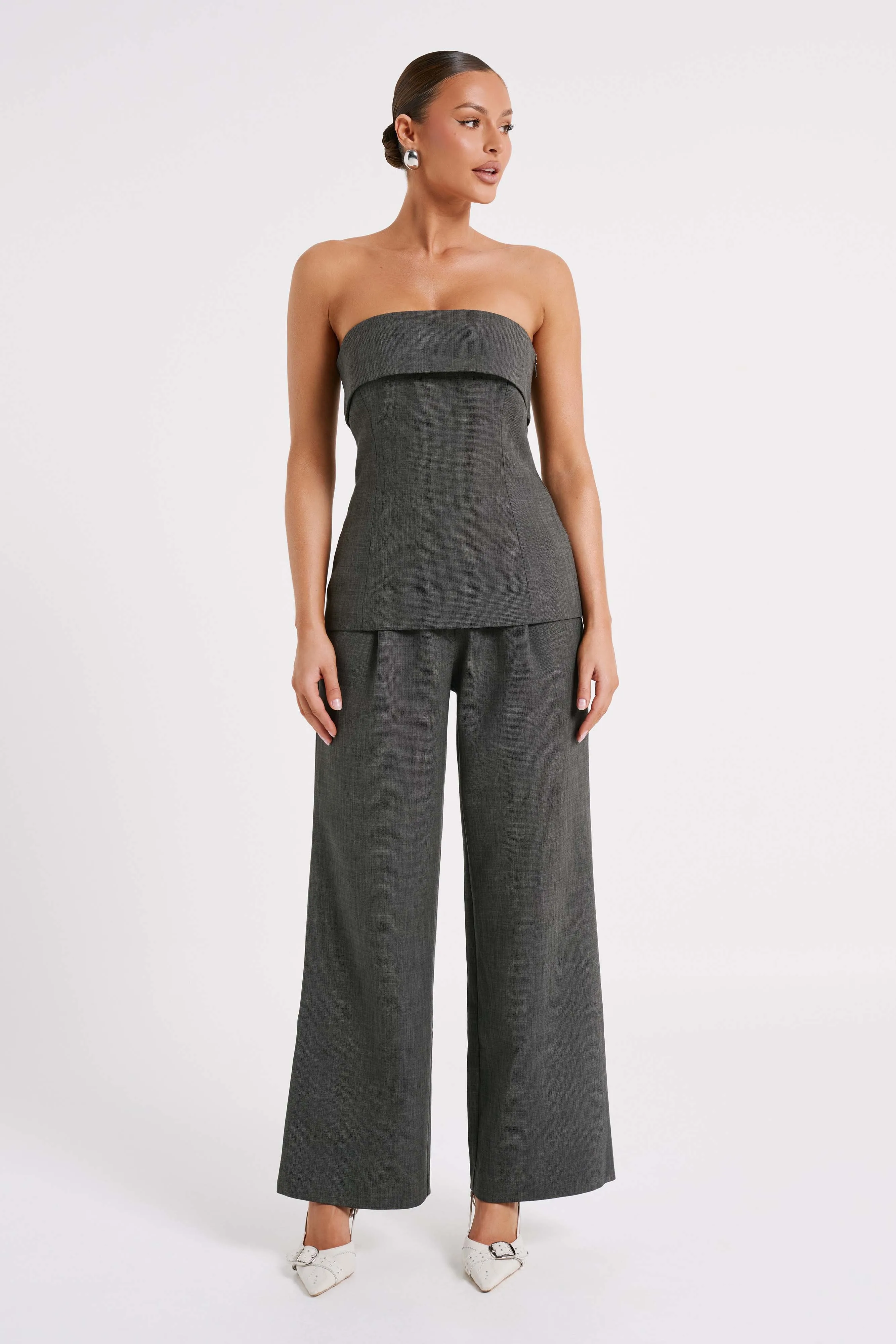 Natalie Textured Strapless Top - Charcoal sold by Meshki product image thumbnail 4