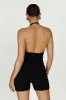 Aitana Halter Neck Knit Playsuit - Black sold by Meshki