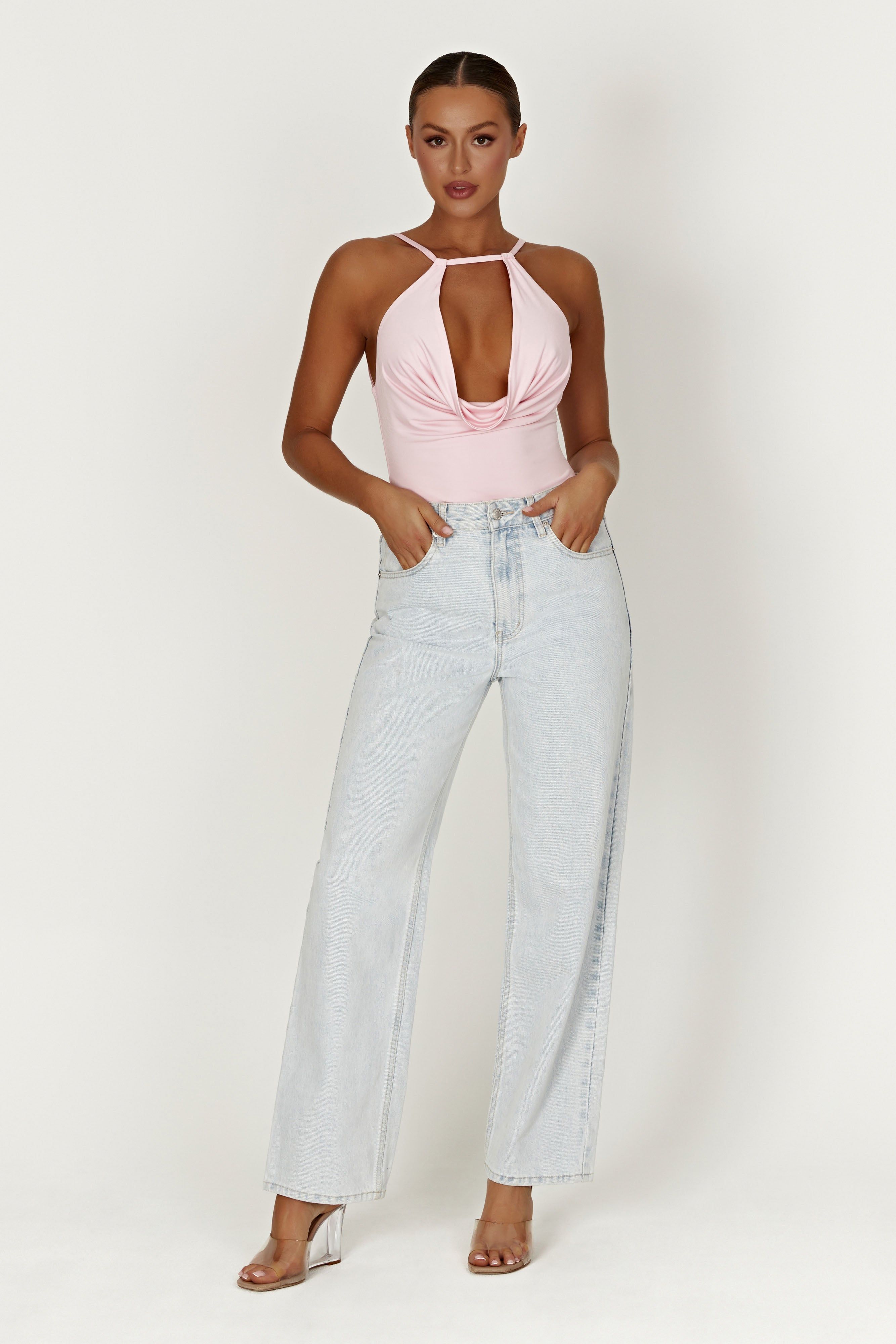 Deanna Slinky Longline Top - Candy Pink sold by Meshki product image thumbnail 4