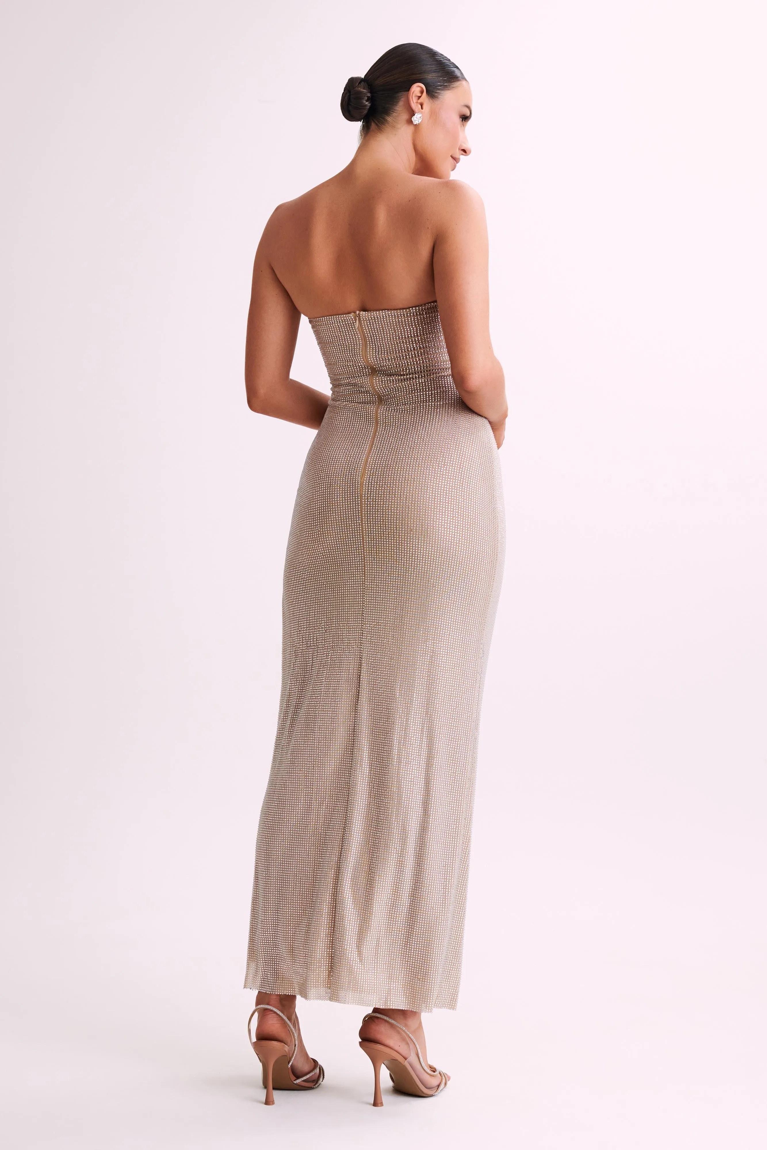 Stassie Strapless Rose Diamante Maxi Dress - Nude sold by Meshki product image thumbnail 4