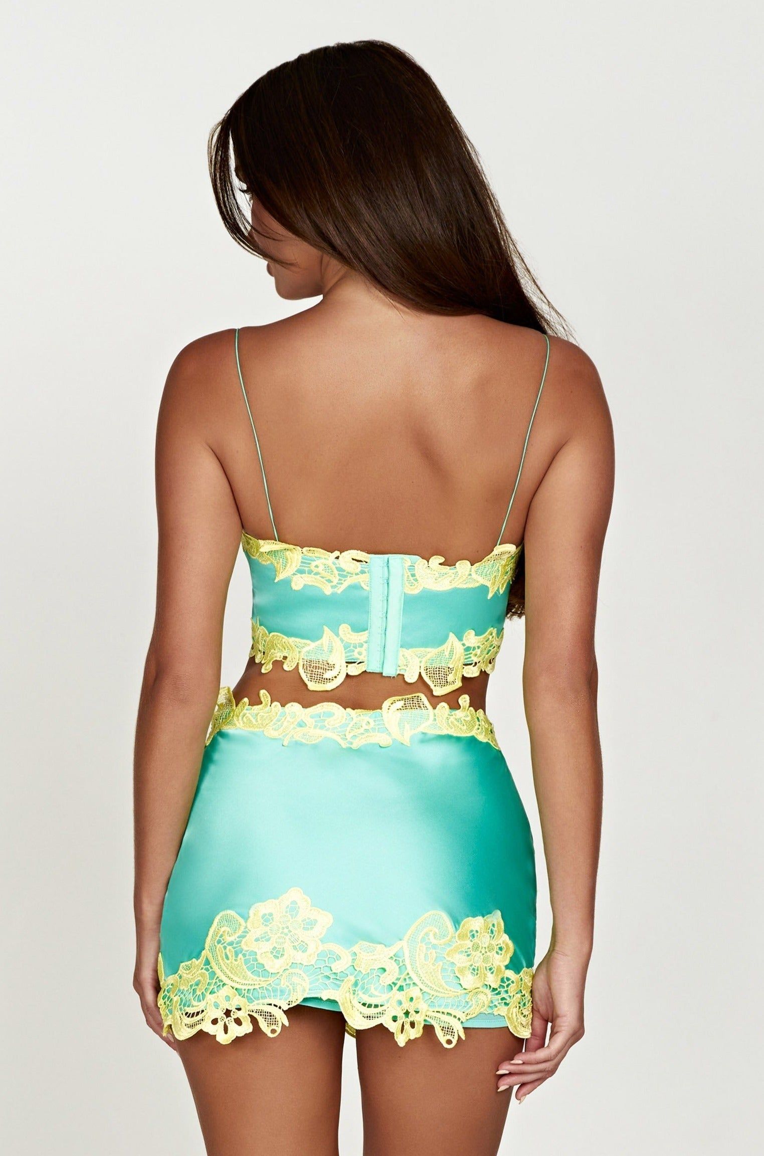 Niamh Micro Mini Skirt With Lace - Mint sold by Meshki product image thumbnail 2