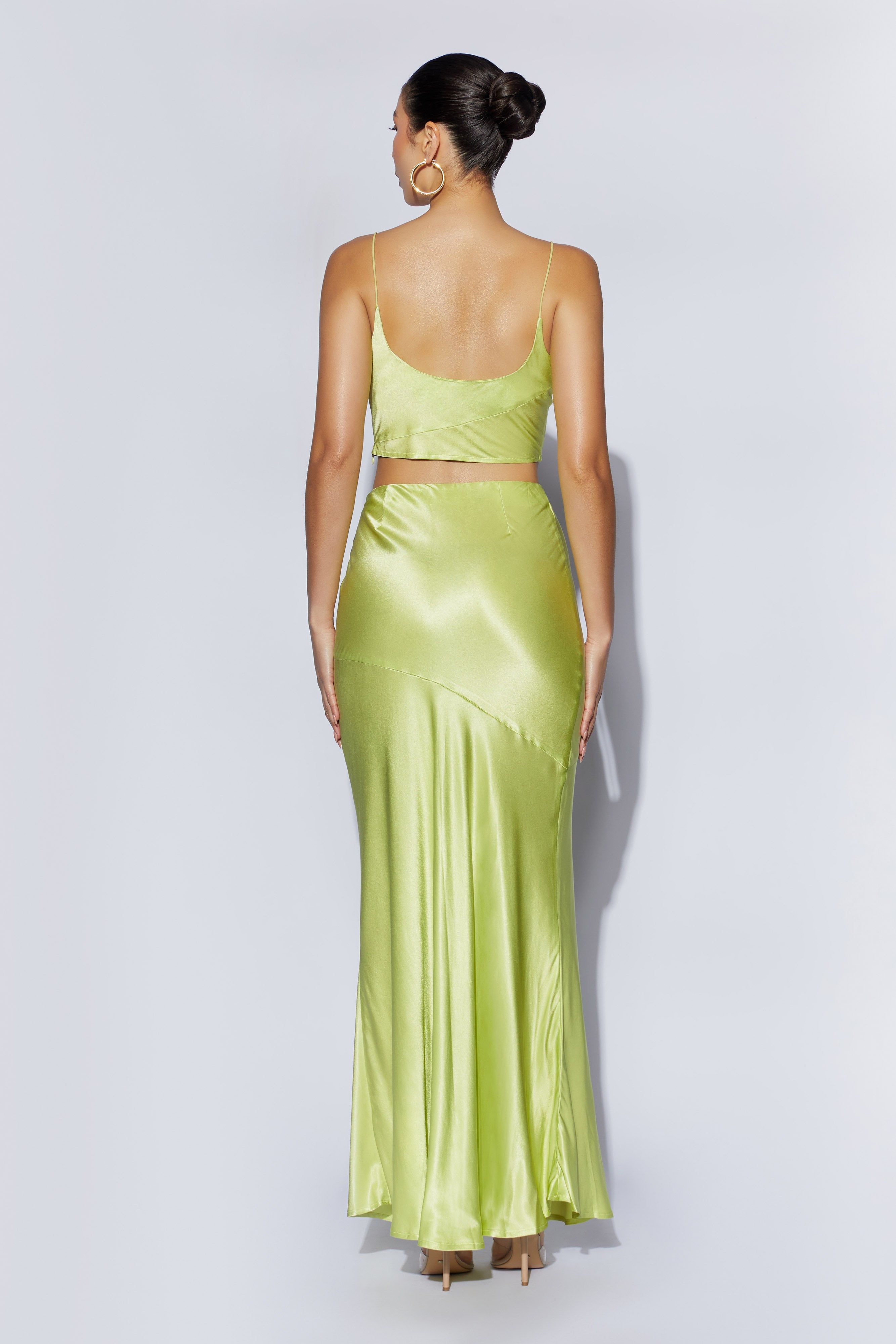 Poppy Satin Maxi Skirt - Pistachio Green sold by Meshki product image thumbnail 2