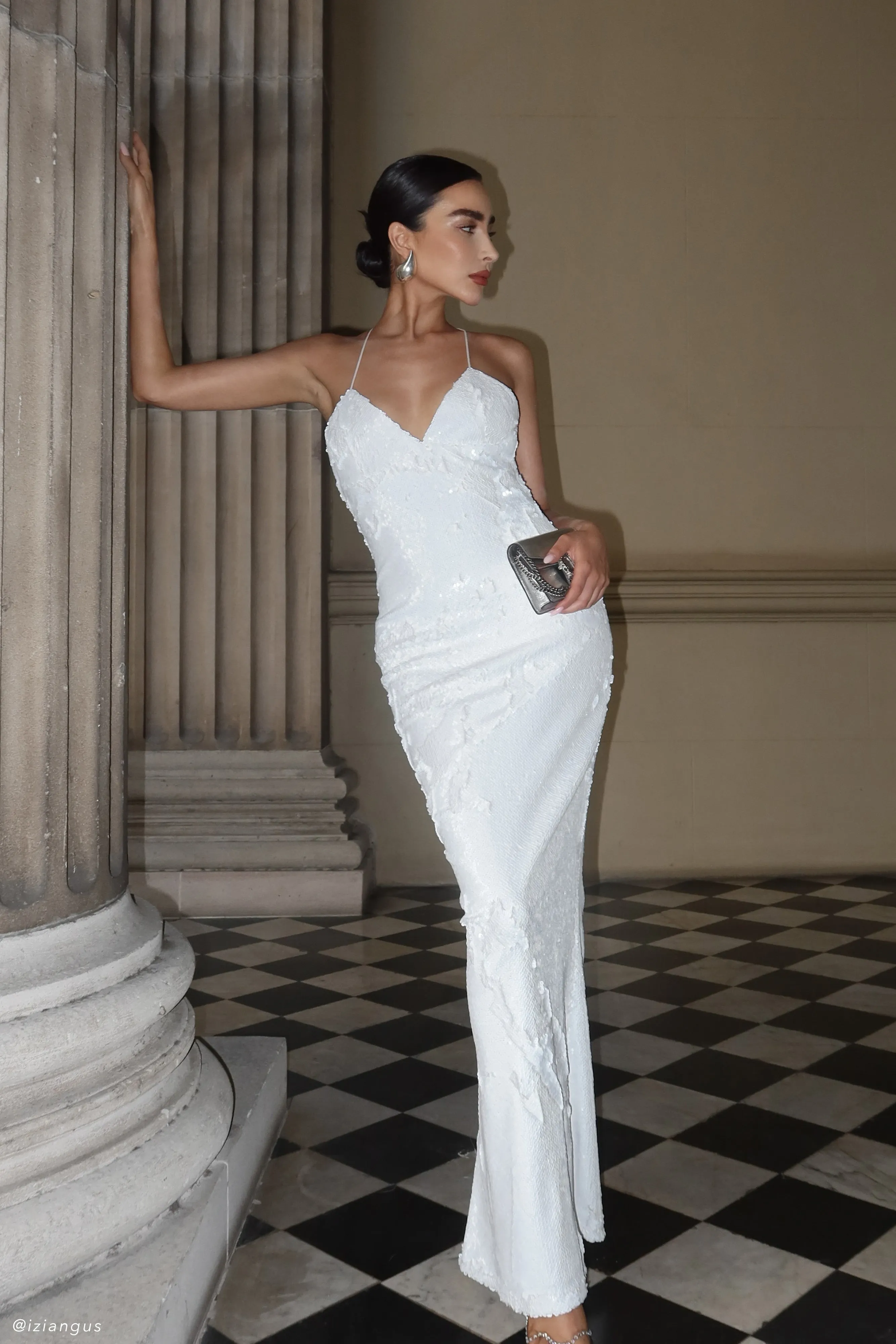 Gracie Sequin Maxi Dress - White sold by Meshki