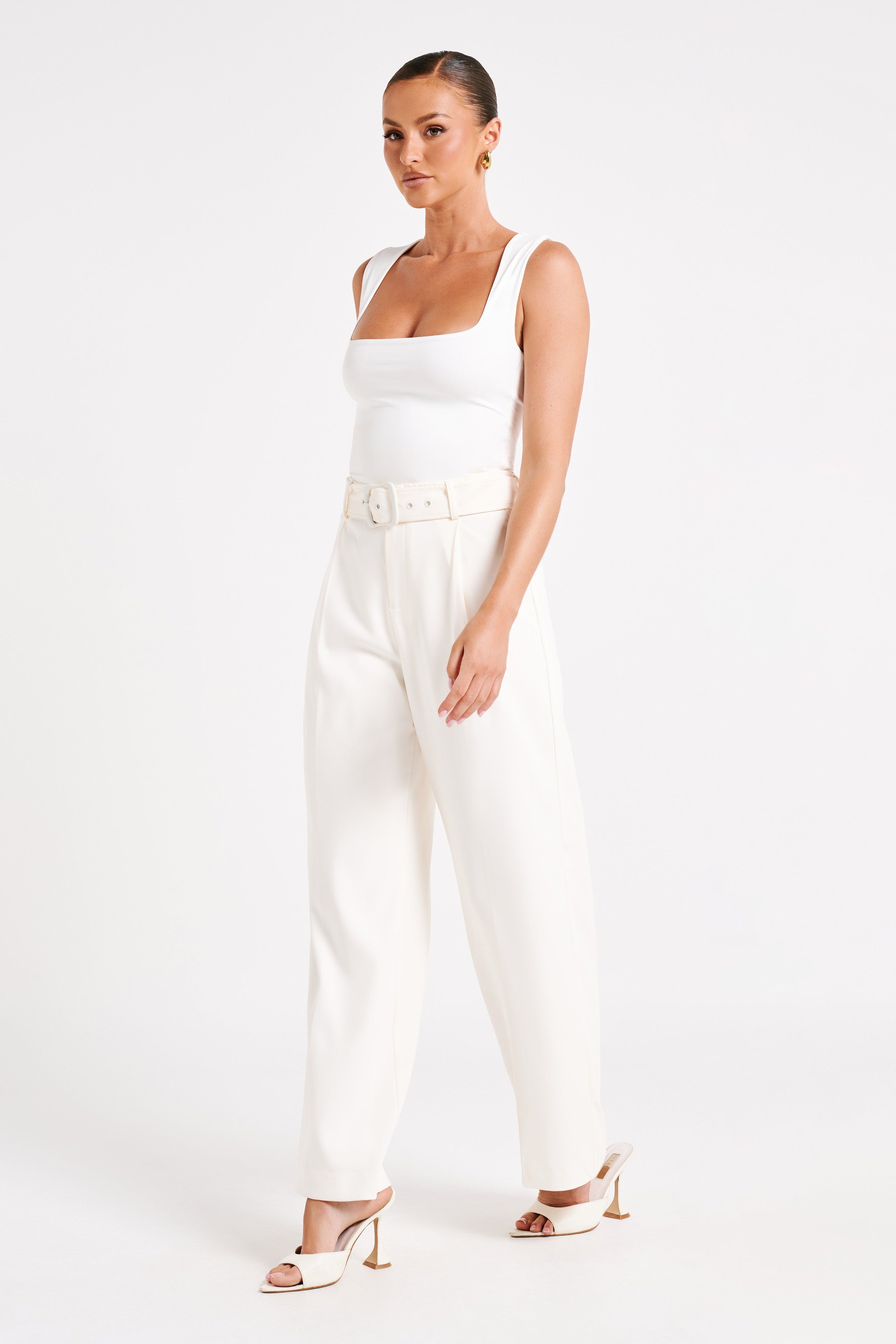 Tenley Wide Leg Suiting Pants - Ivory sold by Meshki product image thumbnail 5
