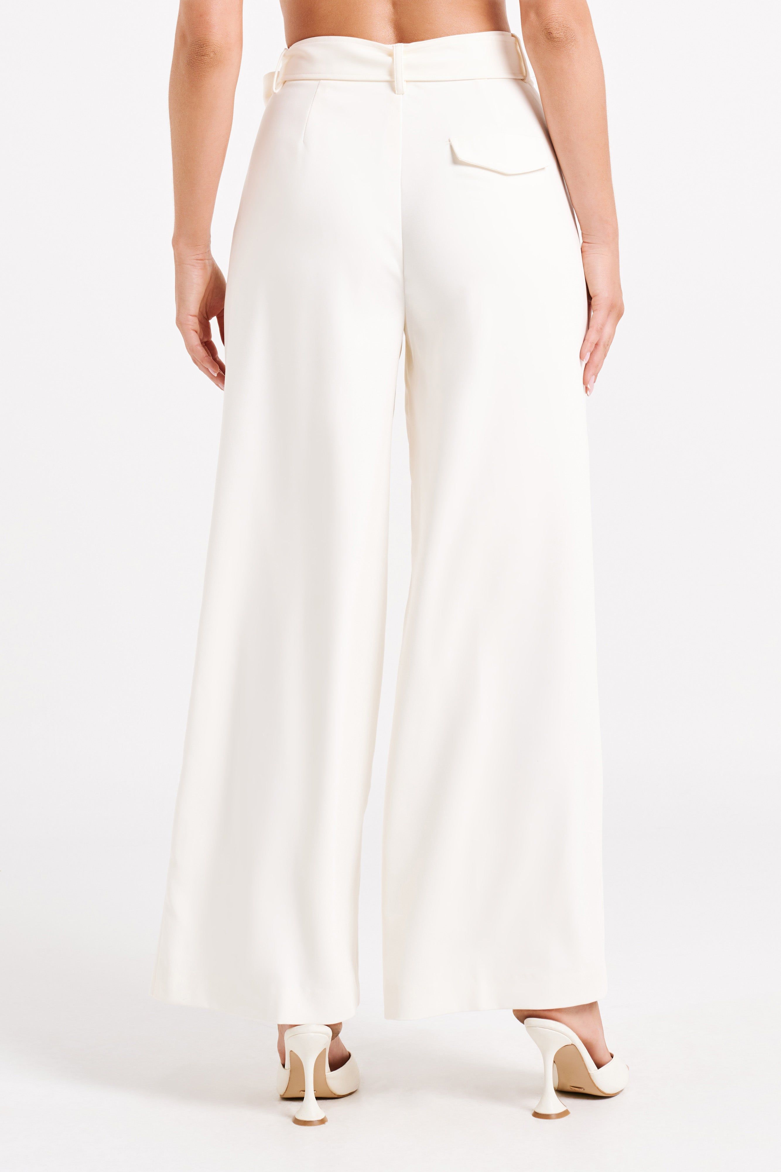 Tenley Wide Leg Suiting Pants - Ivory sold by Meshki product image thumbnail 3