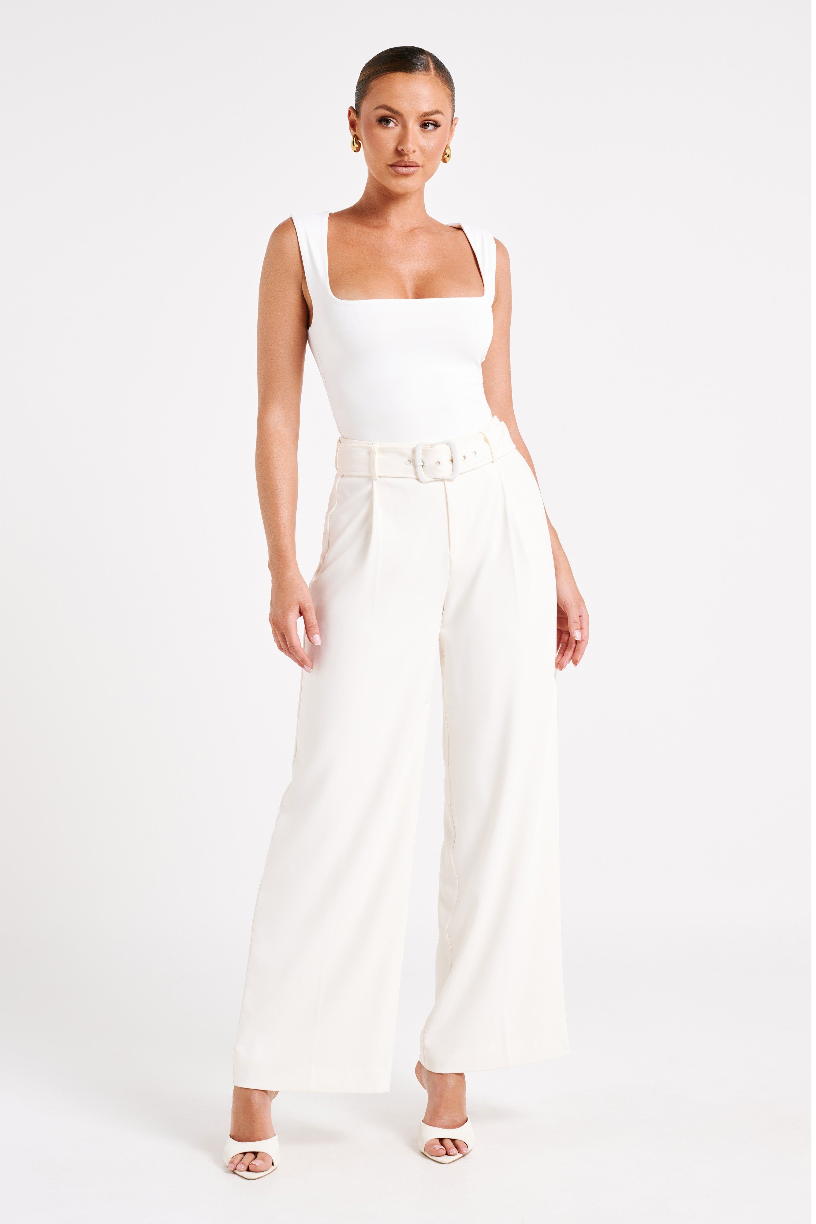 Tenley Wide Leg Suiting Pants - Ivory sold by Meshki product image thumbnail 4
