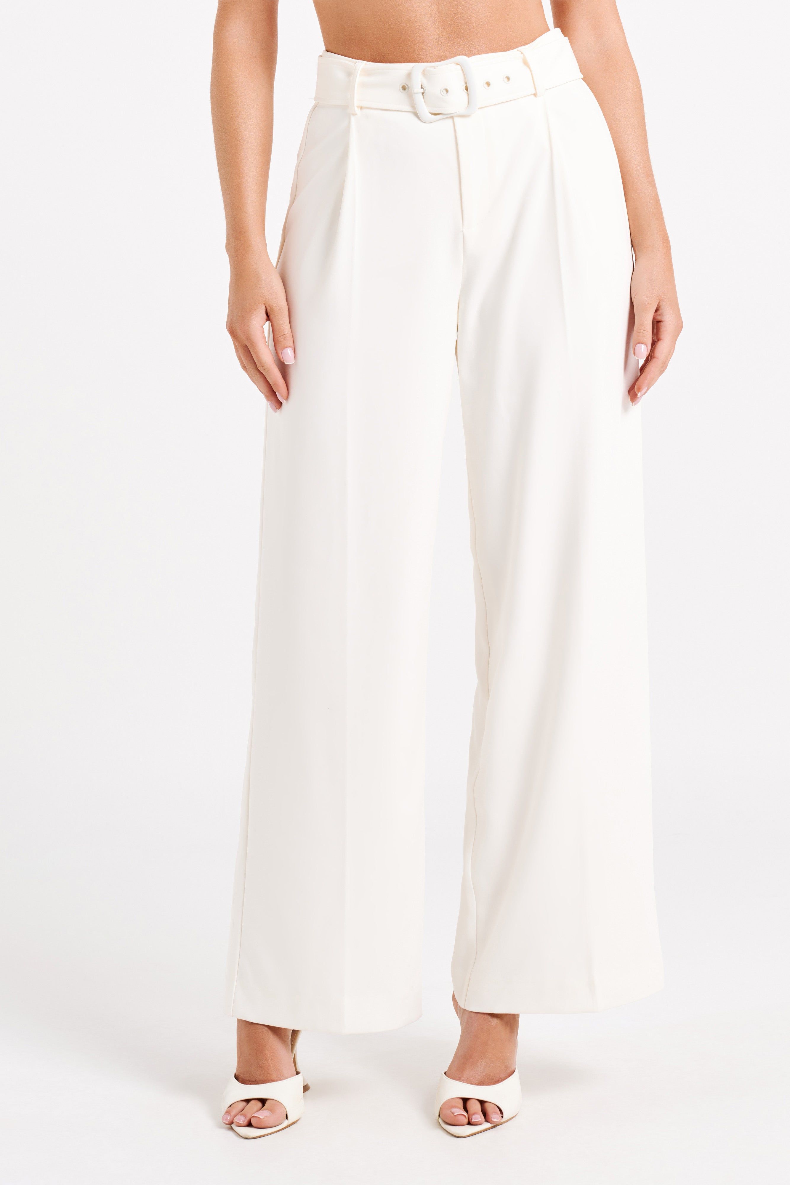 Tenley Wide Leg Suiting Pants - Ivory sold by Meshki
