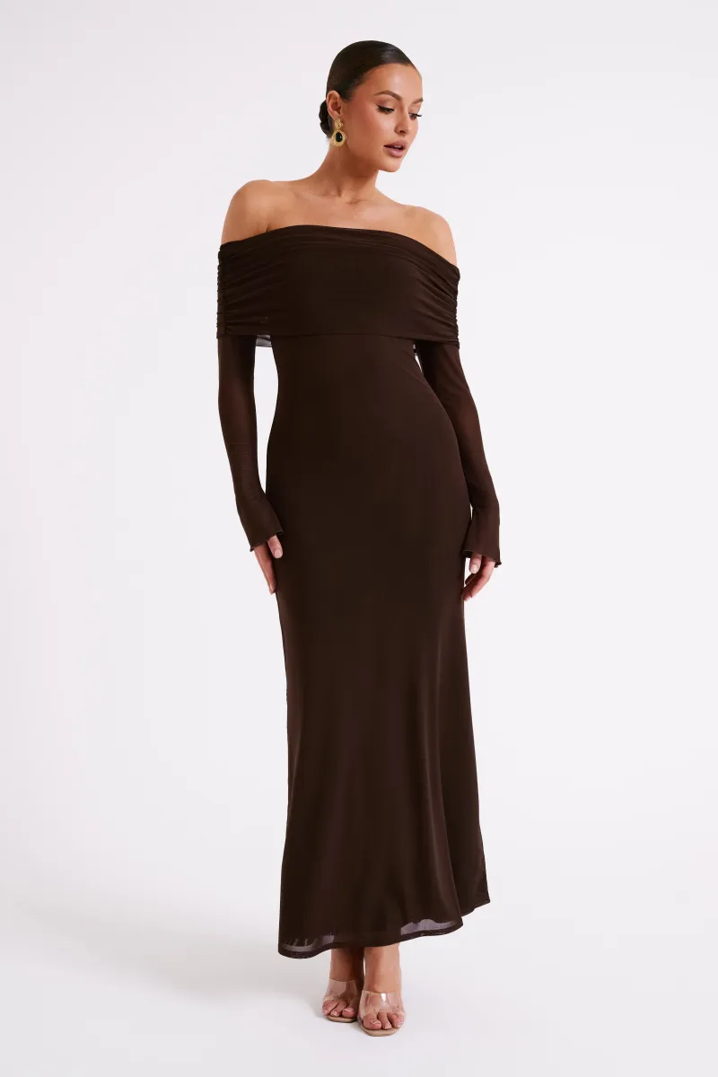 Josie Off Shoulder Mesh Maxi Dress
