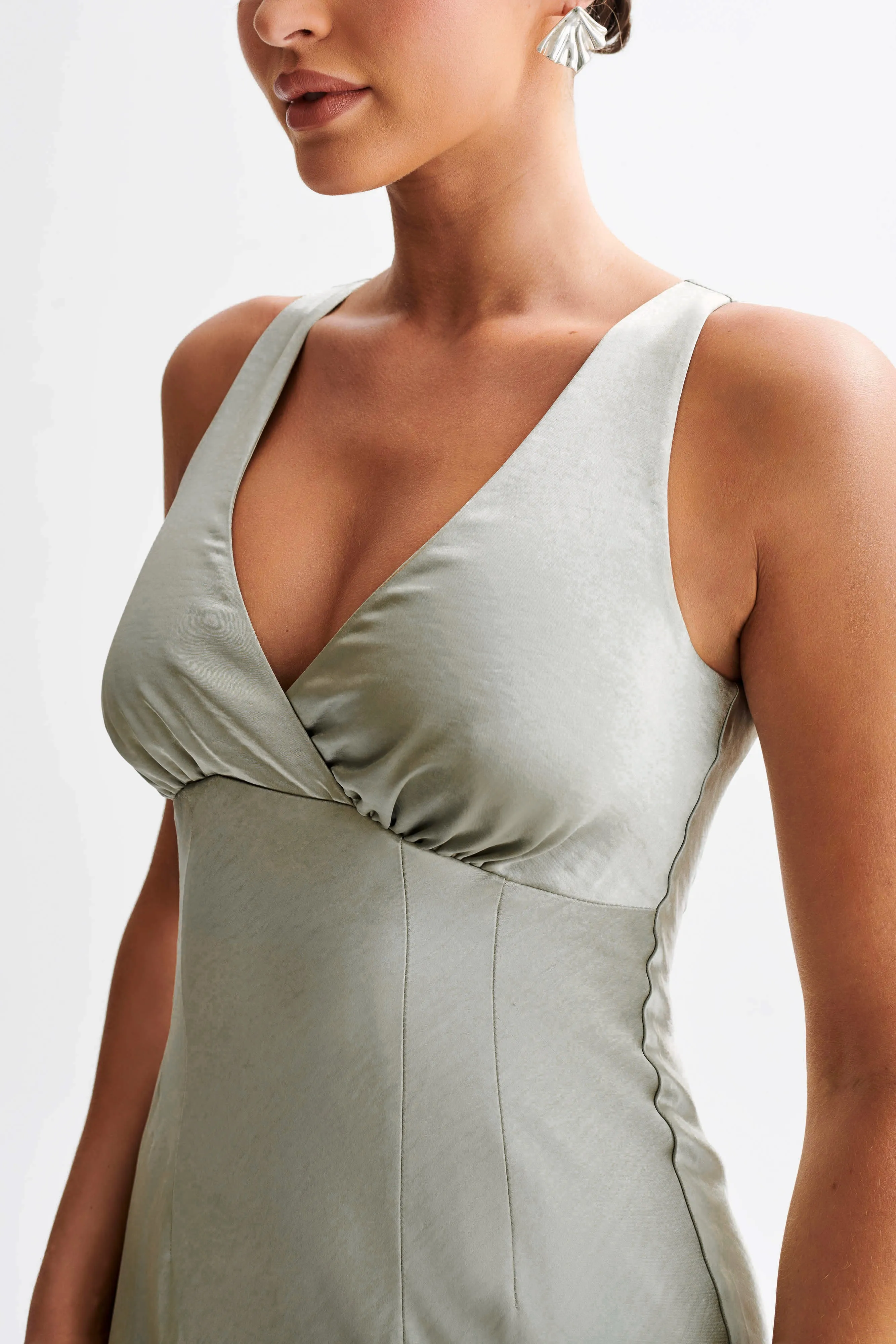 Meghan Satin Maxi Dress - Sage sold by Meshki product image thumbnail 2