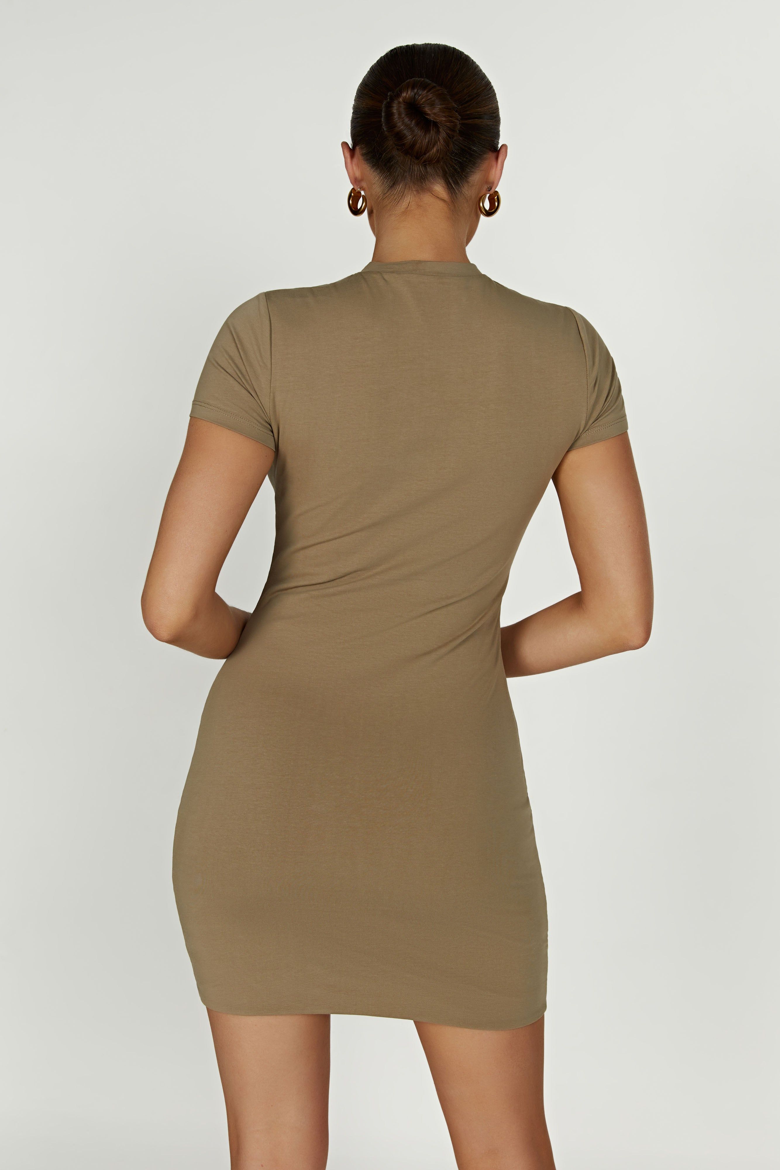 Halston Short Sleeve Mini Dress - Olive sold by Meshki product image thumbnail 2
