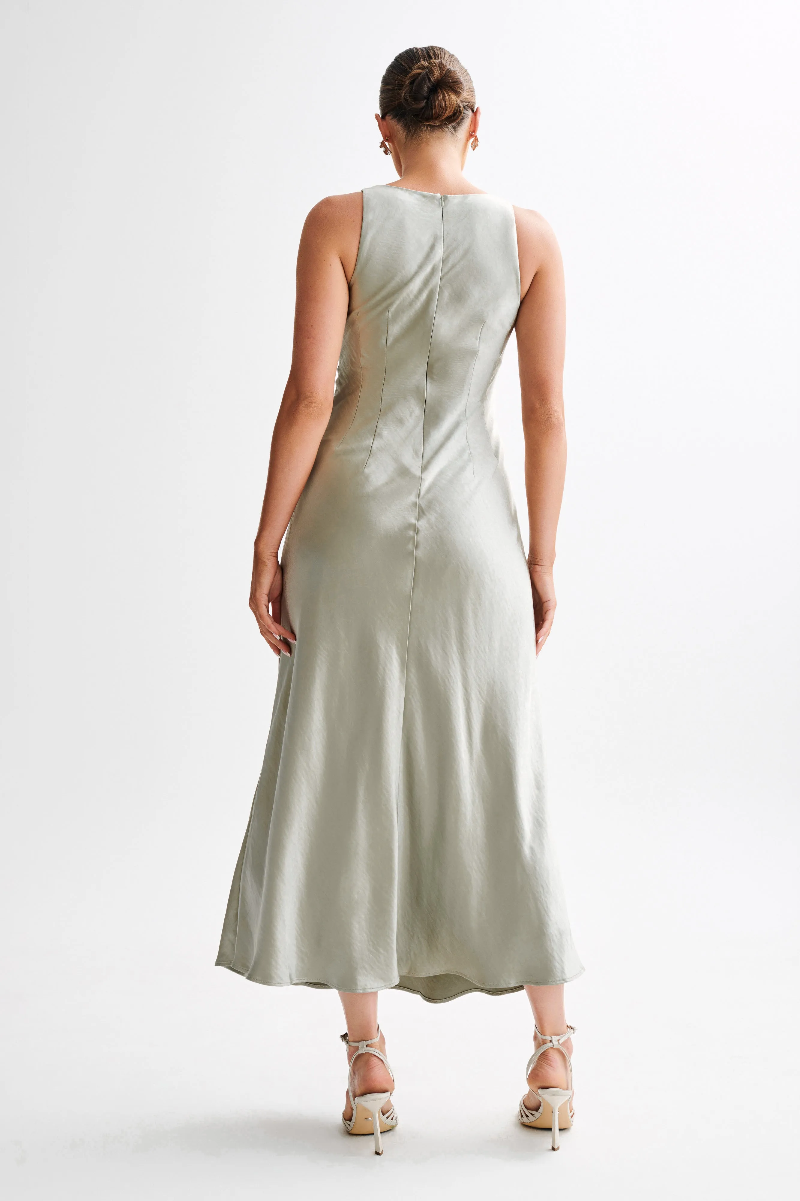 Meghan Satin Maxi Dress - Sage sold by Meshki product image thumbnail 3