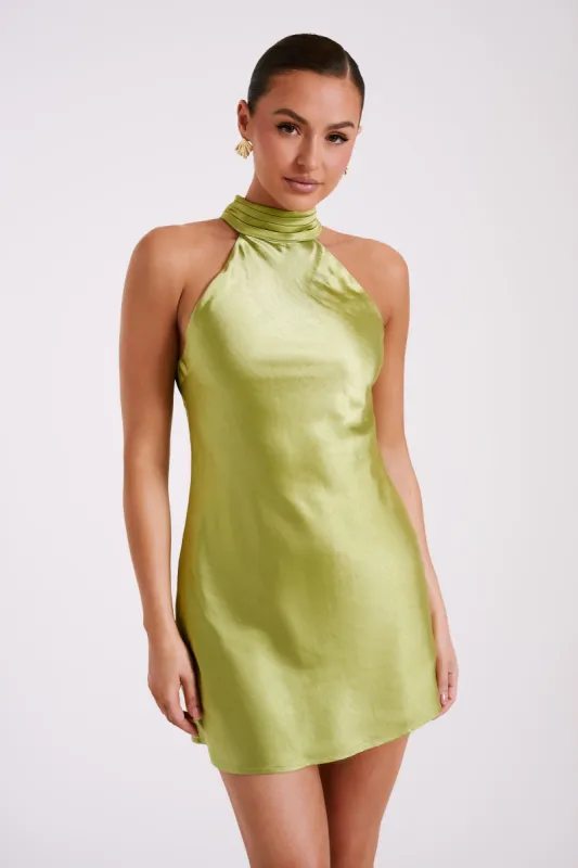 Claire A Line Mini Dress - Parakeet Green sold by Meshki
