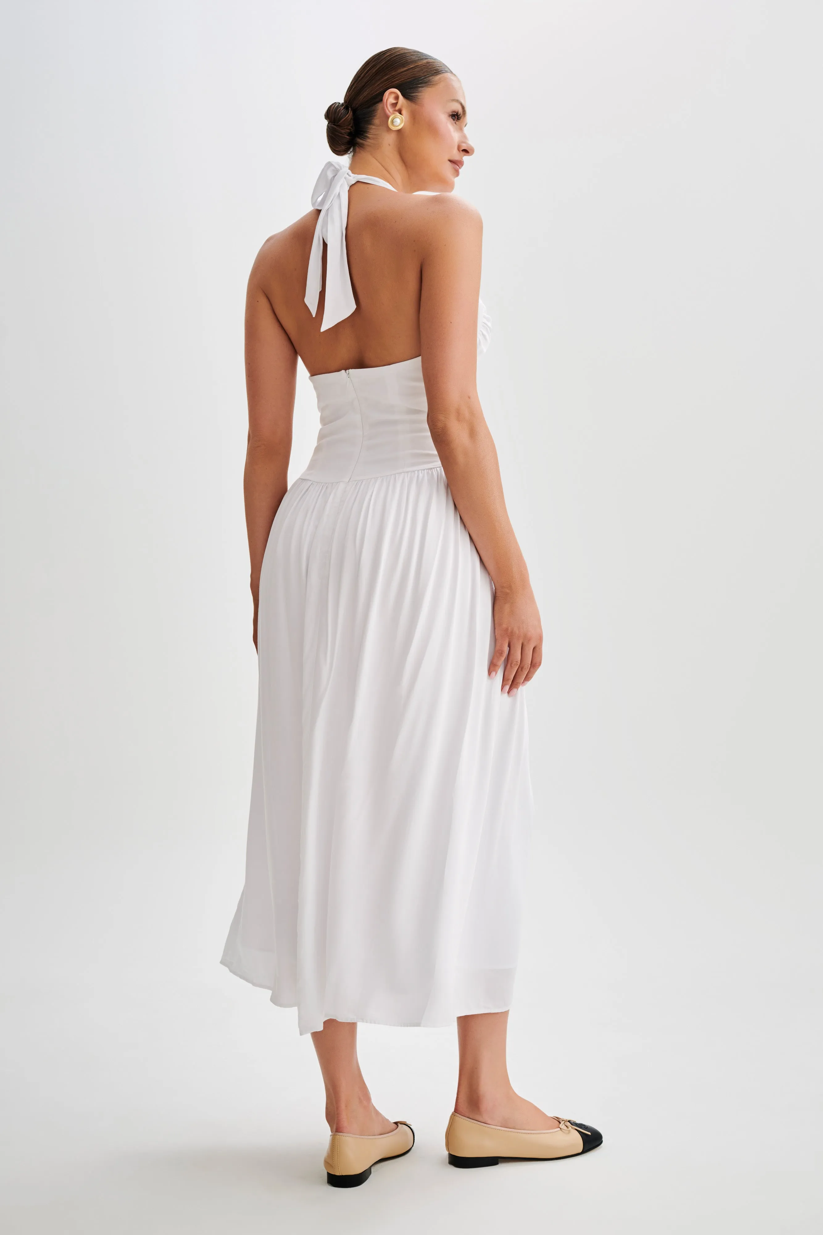 Harriette Halter Midi Dress - White sold by Meshki product image thumbnail 3