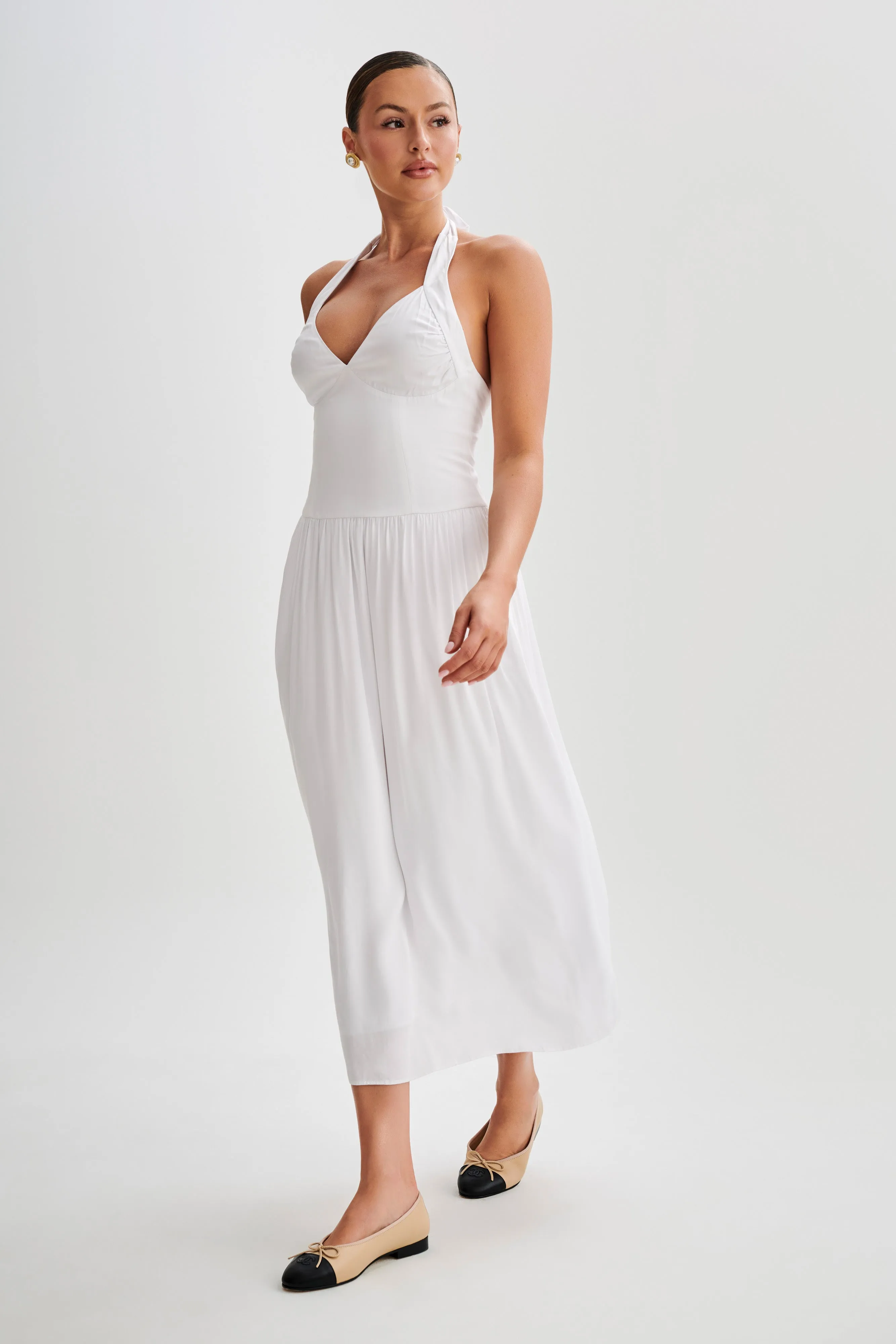 Harriette Halter Midi Dress - White sold by Meshki product image thumbnail 4