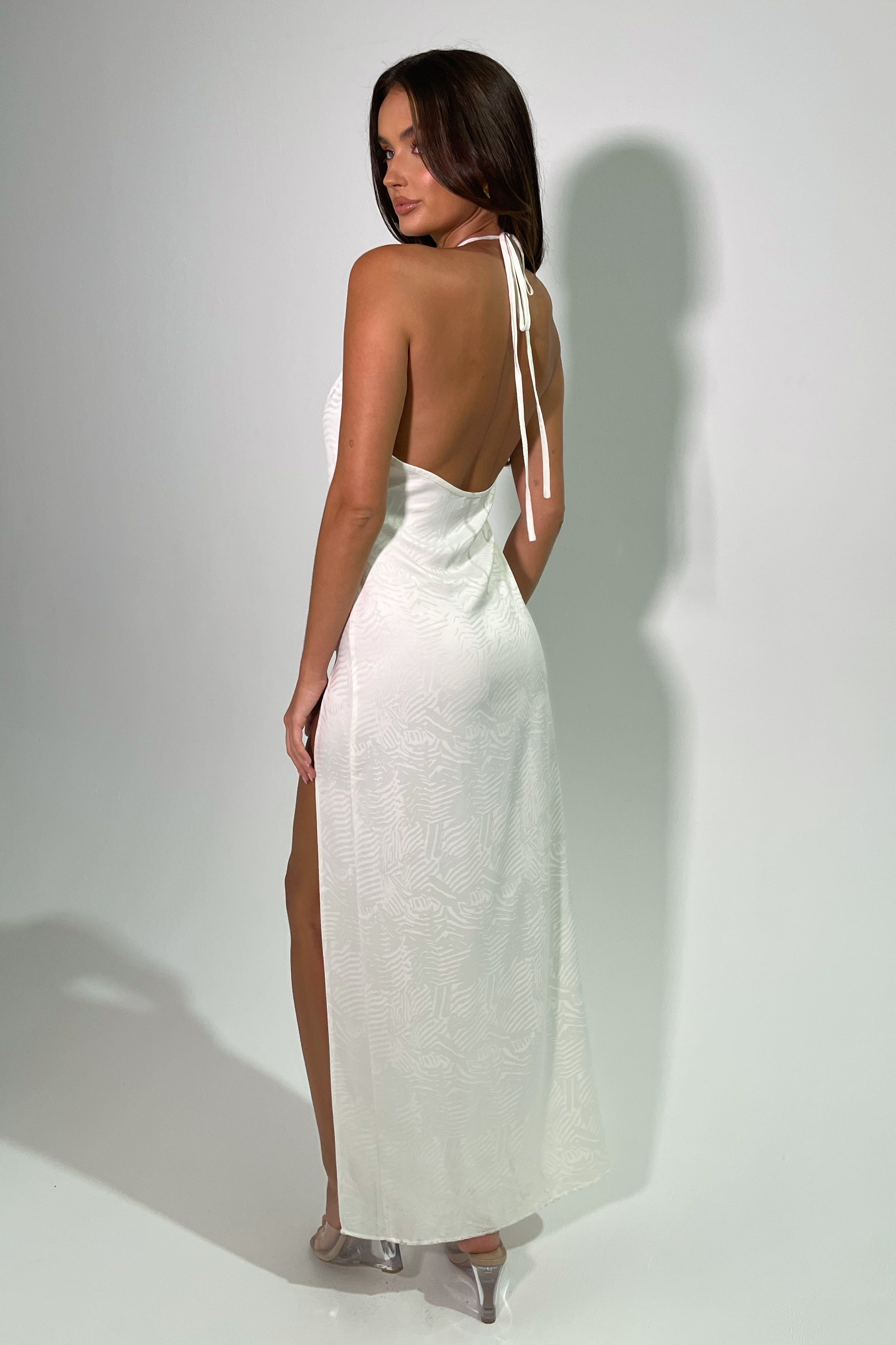 Aaliyah Plunge Neck Maxi Dress - Bone sold by Meshki product image thumbnail 2