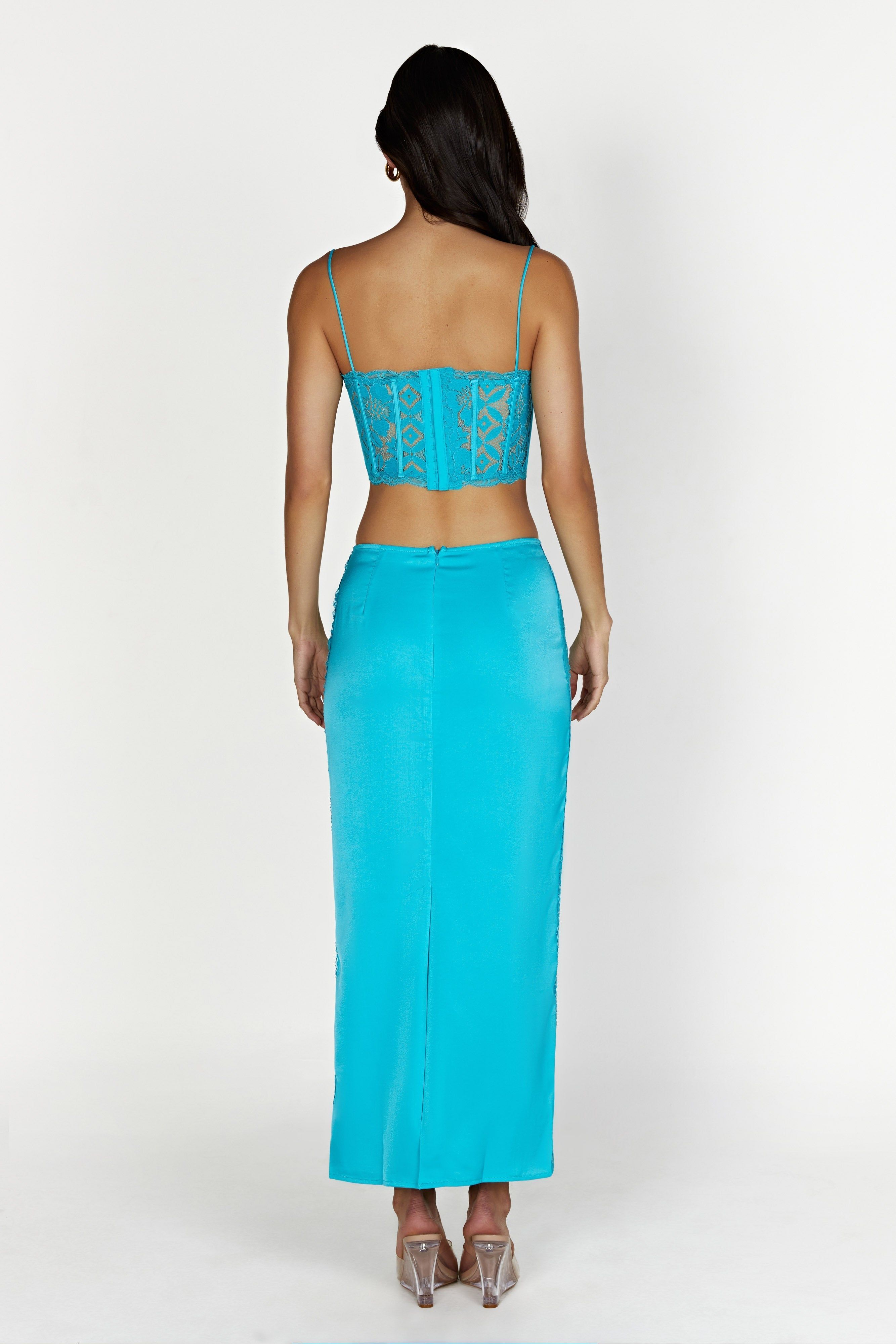 Bellamy Lace Maxi Skirt - Aquamarine sold by Meshki product image thumbnail 5