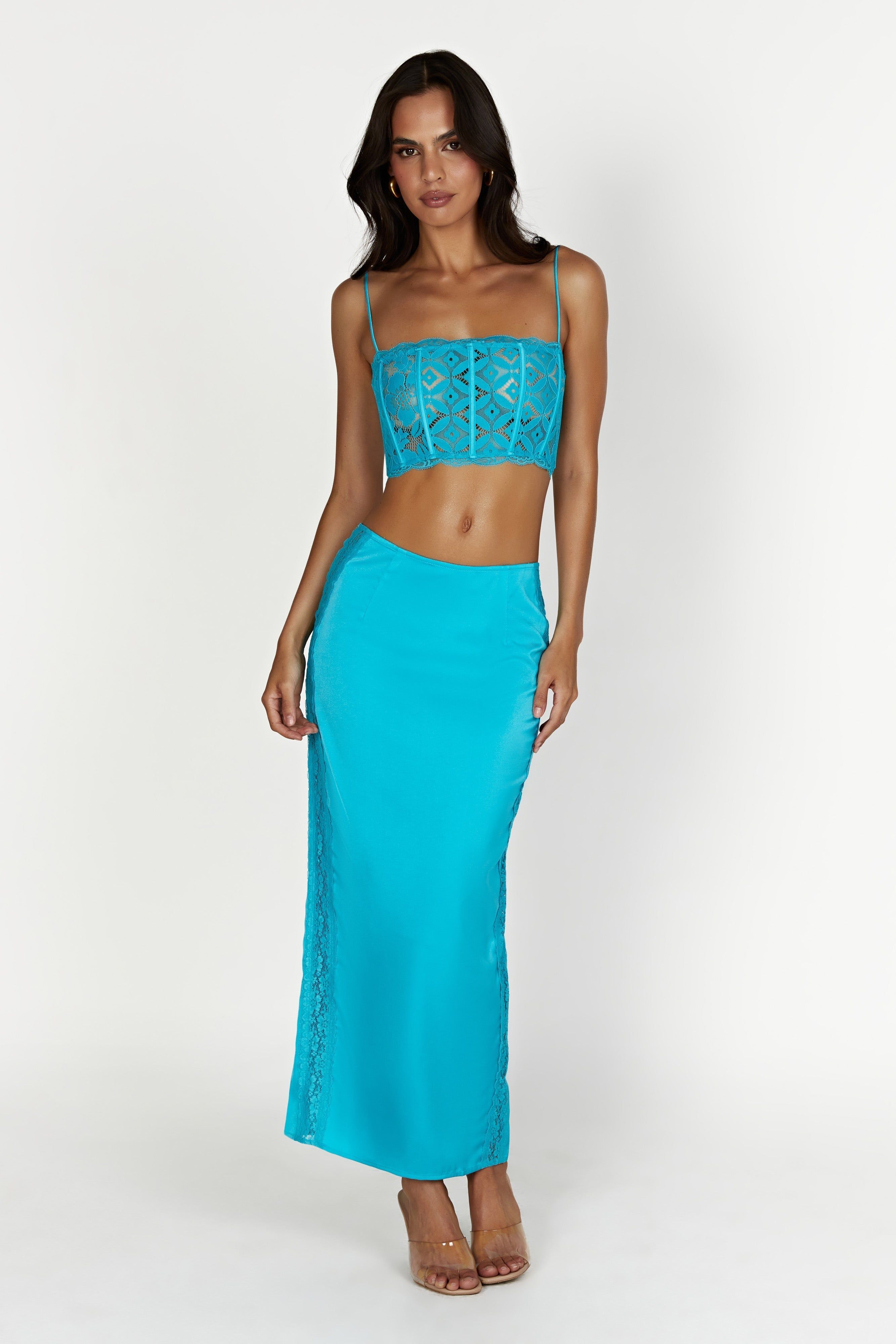 Bellamy Lace Maxi Skirt - Aquamarine sold by Meshki product image thumbnail 2