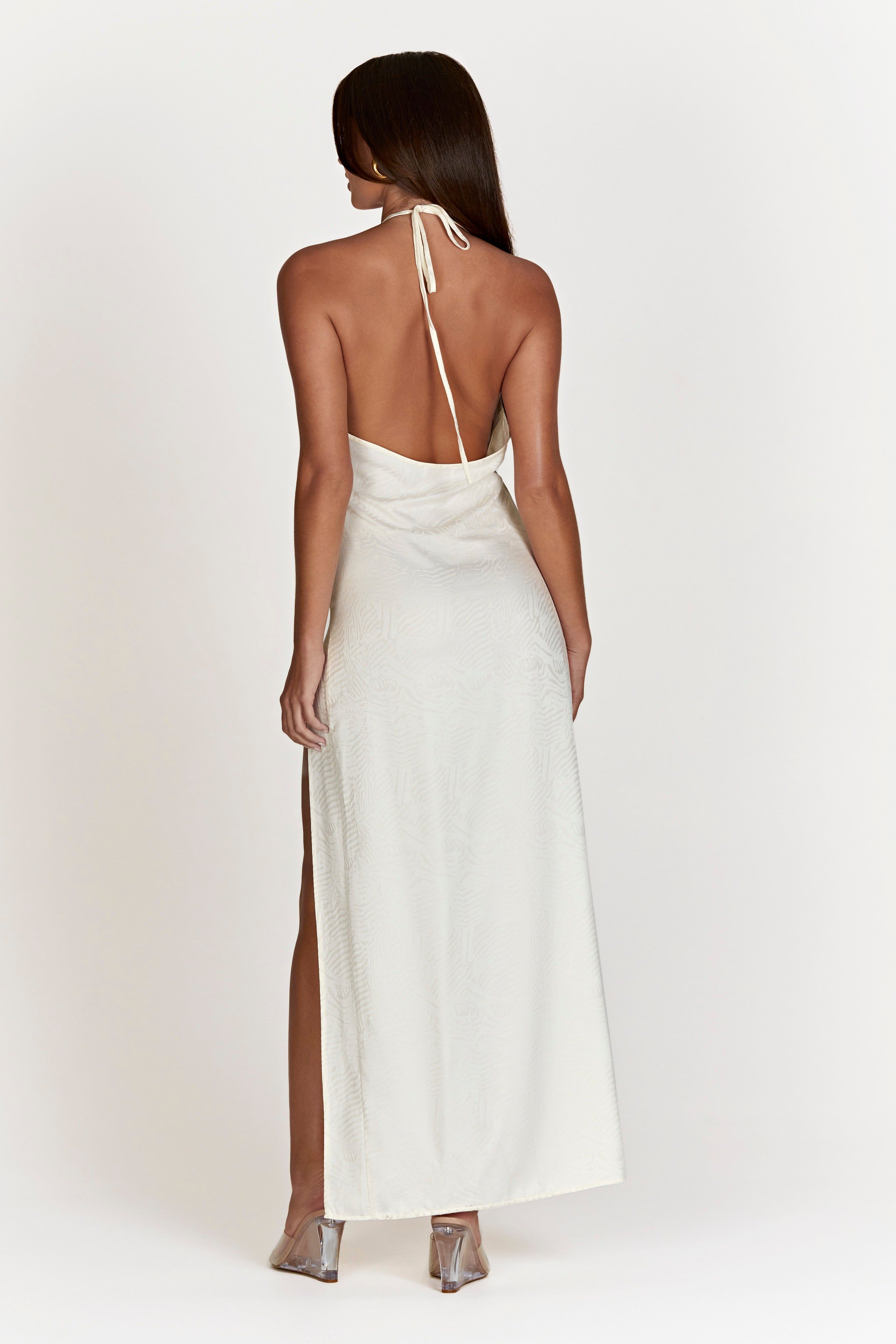 Aaliyah Plunge Neck Maxi Dress - Bone sold by Meshki product image thumbnail 7